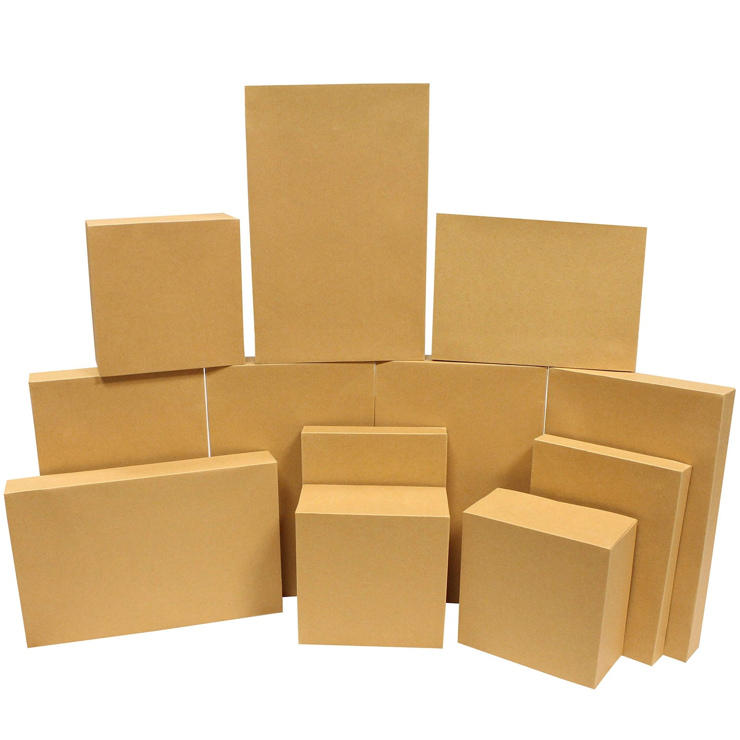 JOYIN 12 Pieces Brown Kraft Cardboard Boxes Gift Wrap for Christmas Holiday, Festive Xmas Wrapping Shirt and Lingerie Cupcake DIY Boxes, 4 Different Sizes Gifts Boxes