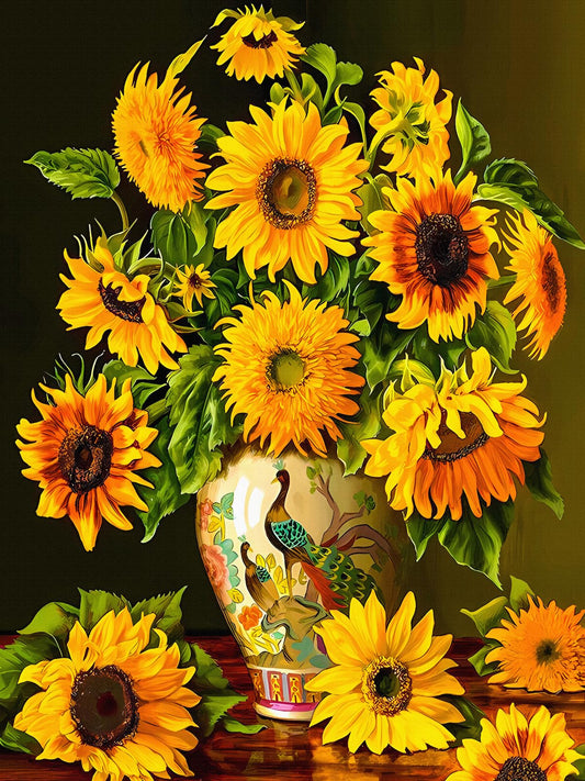 MISSIKAIN Diamond Art Painting Kits for Adults & Beginners, 5D Sunflower Flower Diamond Paintings for Home Wall Decor, Paint Sunflowers Flowers with Round Diamonds by Numbers, Full Drill, 12x16 inch