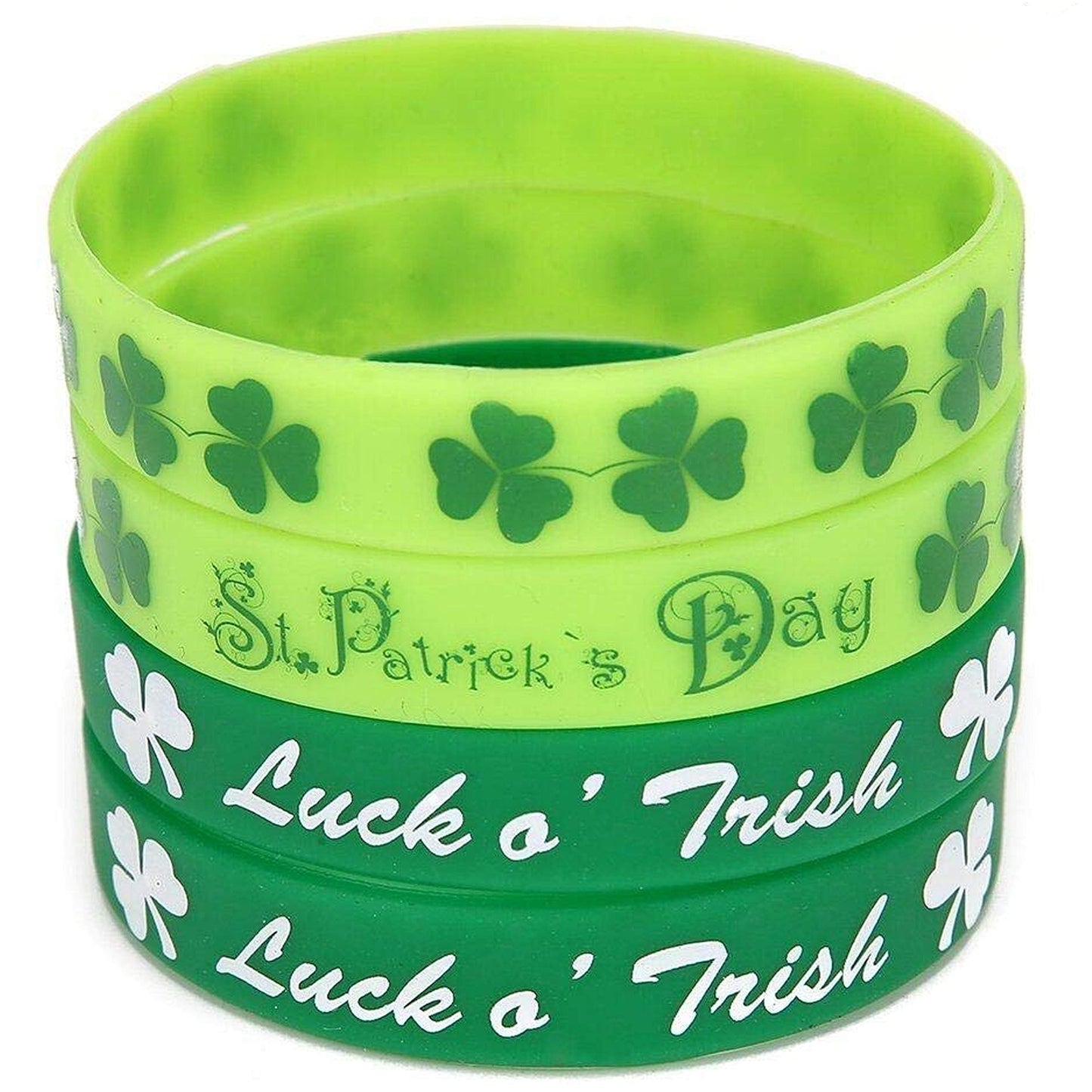 74PCS St. Patrick's Day Shamrock Rubber Wristbands Bracelets - Party Favors Supplies Gifts Decorations