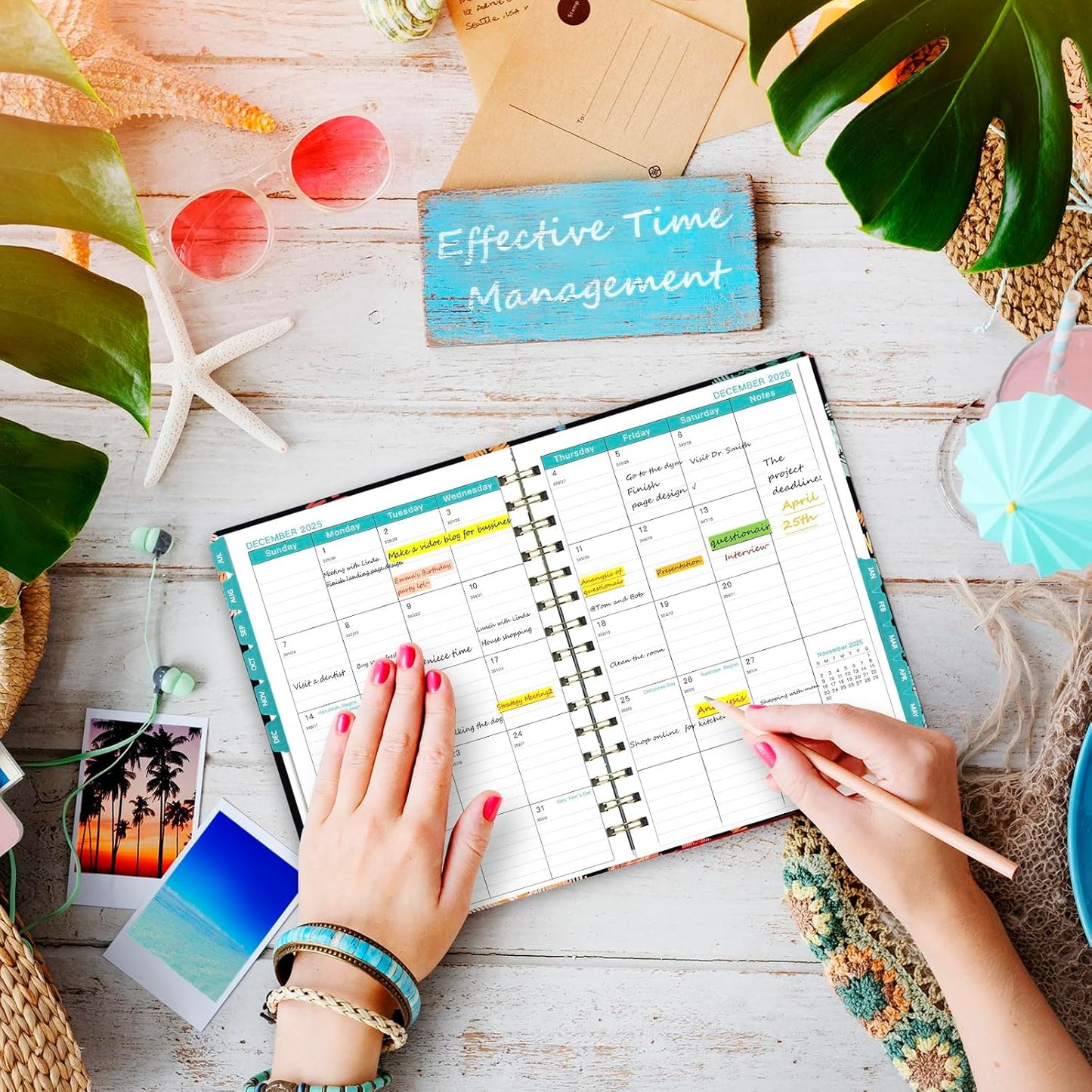 2025-2026 Planner, 12-Month Daily Weekly Monthly Planner from JUL.2025 to JUN.2026, 8.4" X 6", Spiral Notebook with Stickers, Elastic Closure, Inner Pocket for Office School Supplies