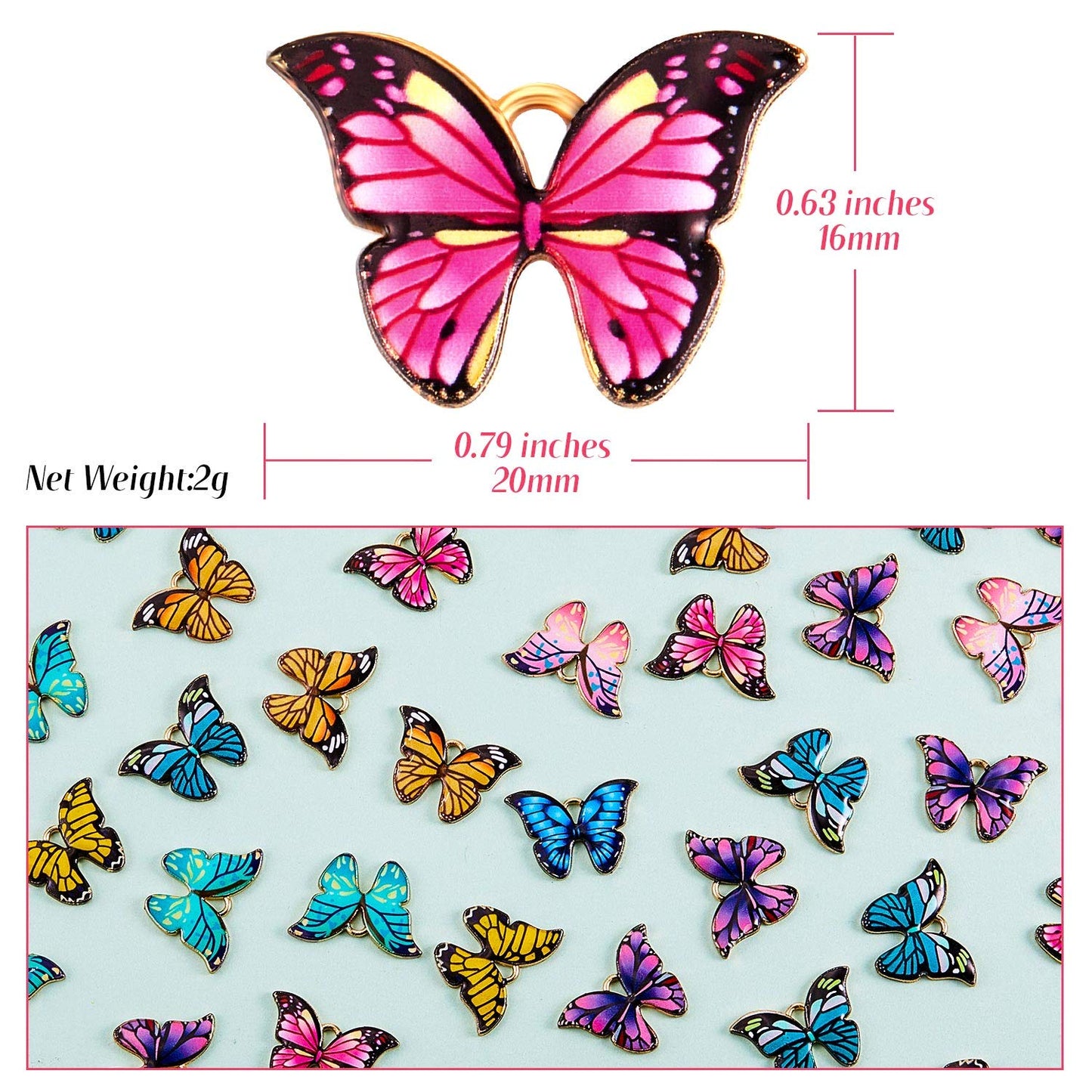 56 Pieces Butterfly Charms Butterfly Pendants Kawaii Charms for Jewelry Making DIY Necklace Bracelets Accessories