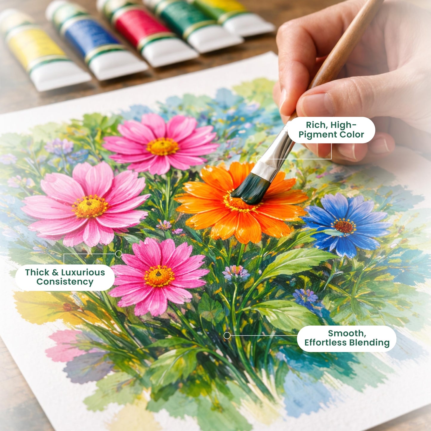 MyArtscape Gouache Paint Set, 12 Colors, 12 x 0.4 fl oz (12 ml) Tubes, Artist Quality High Pigment Matte Rewettable Gouache Paints for Canvas, Illustration & Professional Art