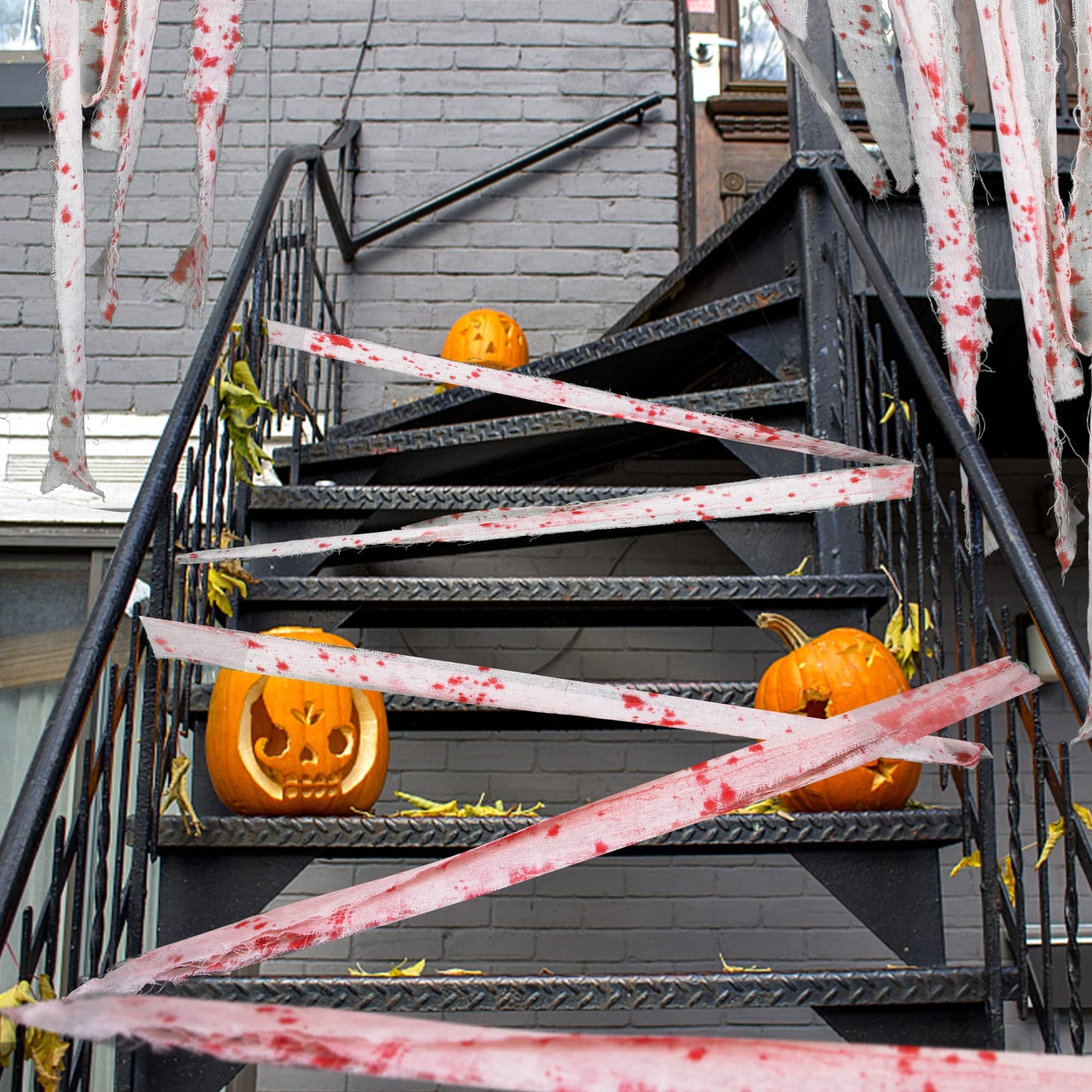 Watayo 82 ft Halloween Creepy Blood Cloth-Scary Creepy Cloth with Bloody Prints-Spooky Fabric Blood Strip Drape for Halloween Doorway Curtain Costume Decor