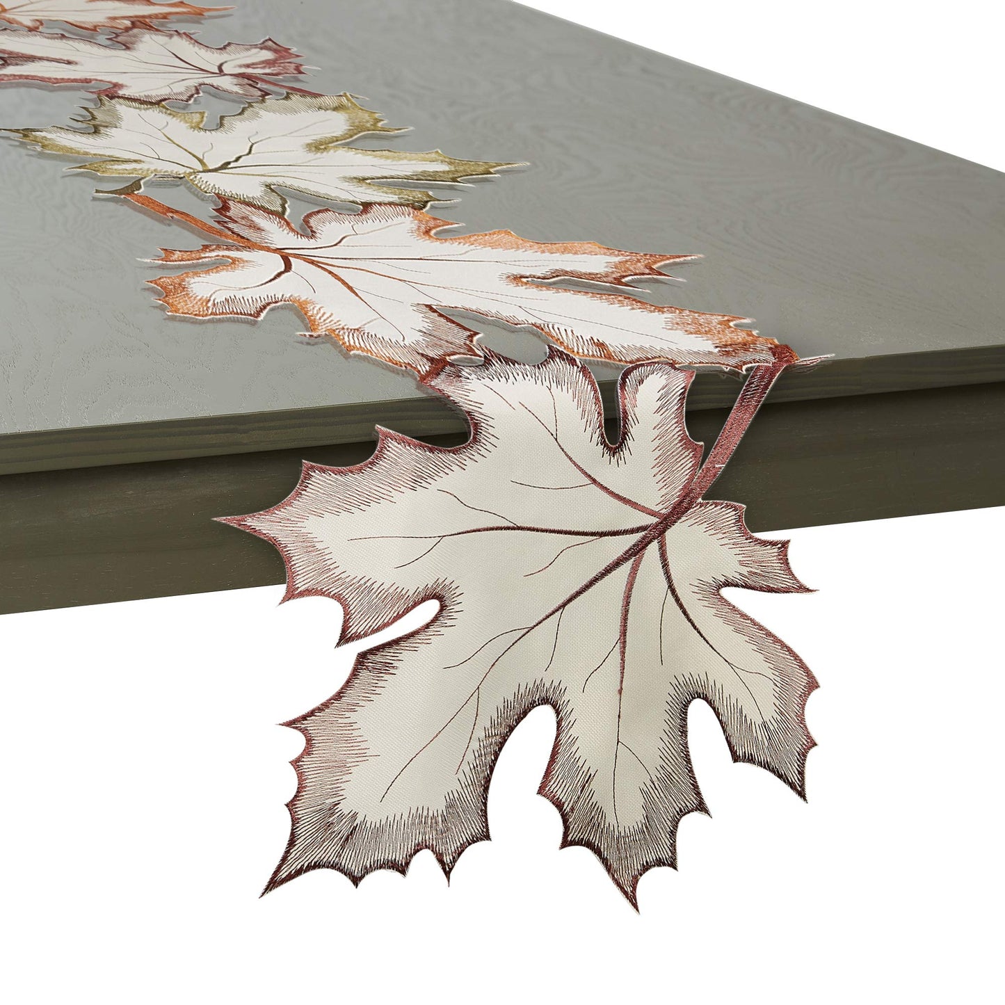 Fall Table Decorations Indoor Décor, Thanksgiving, Table Runner, 14x70, Embroidered Cut Work Leaves