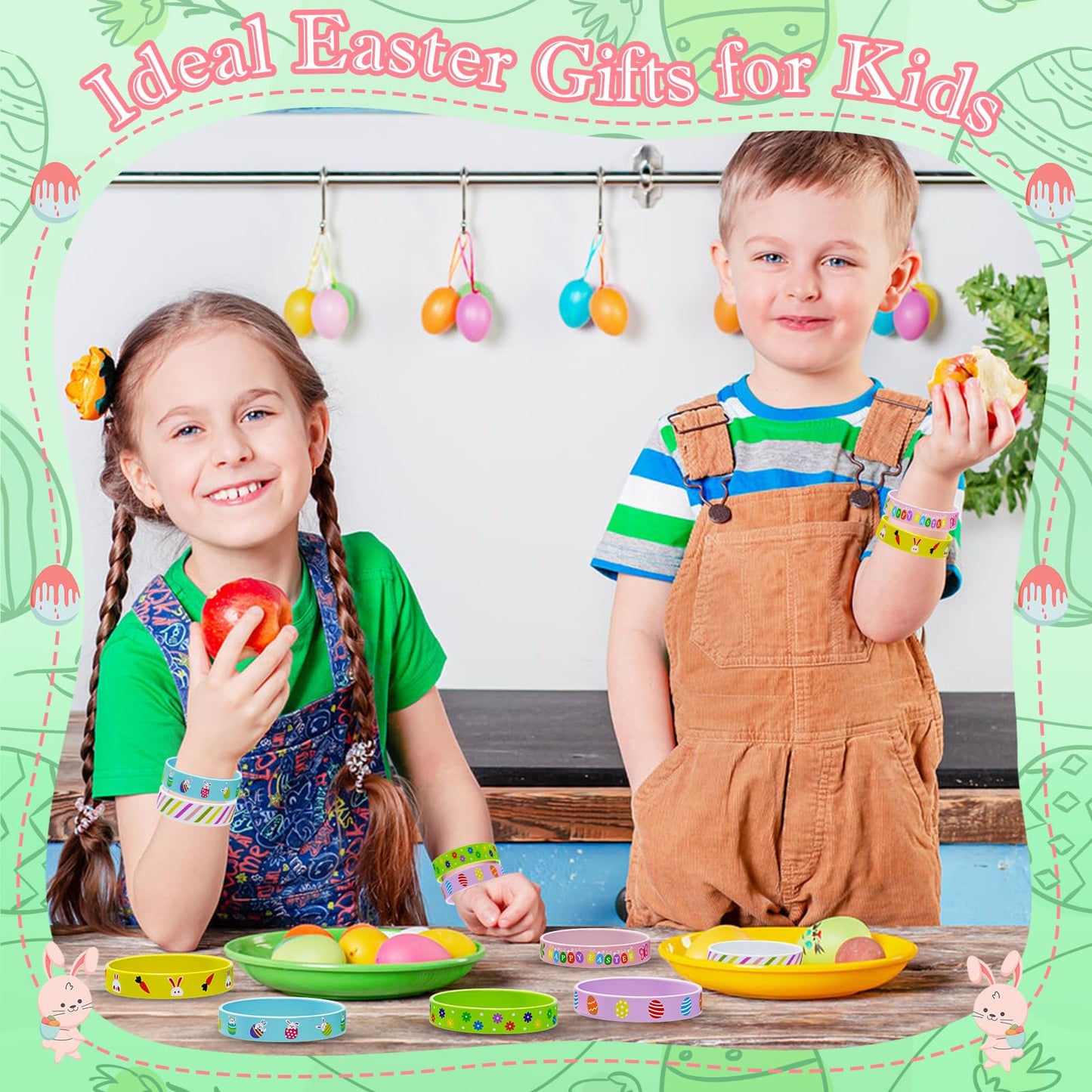 Easter Rubber Bracelets for Kids 30PCS Easter Basket Stuffers Silicone Wristbands Bulk Easter Party Favors Supplies for Kids Easter Egg Fillers Goodie Bag Stuffers Gifts Classroom Prizes Accessories