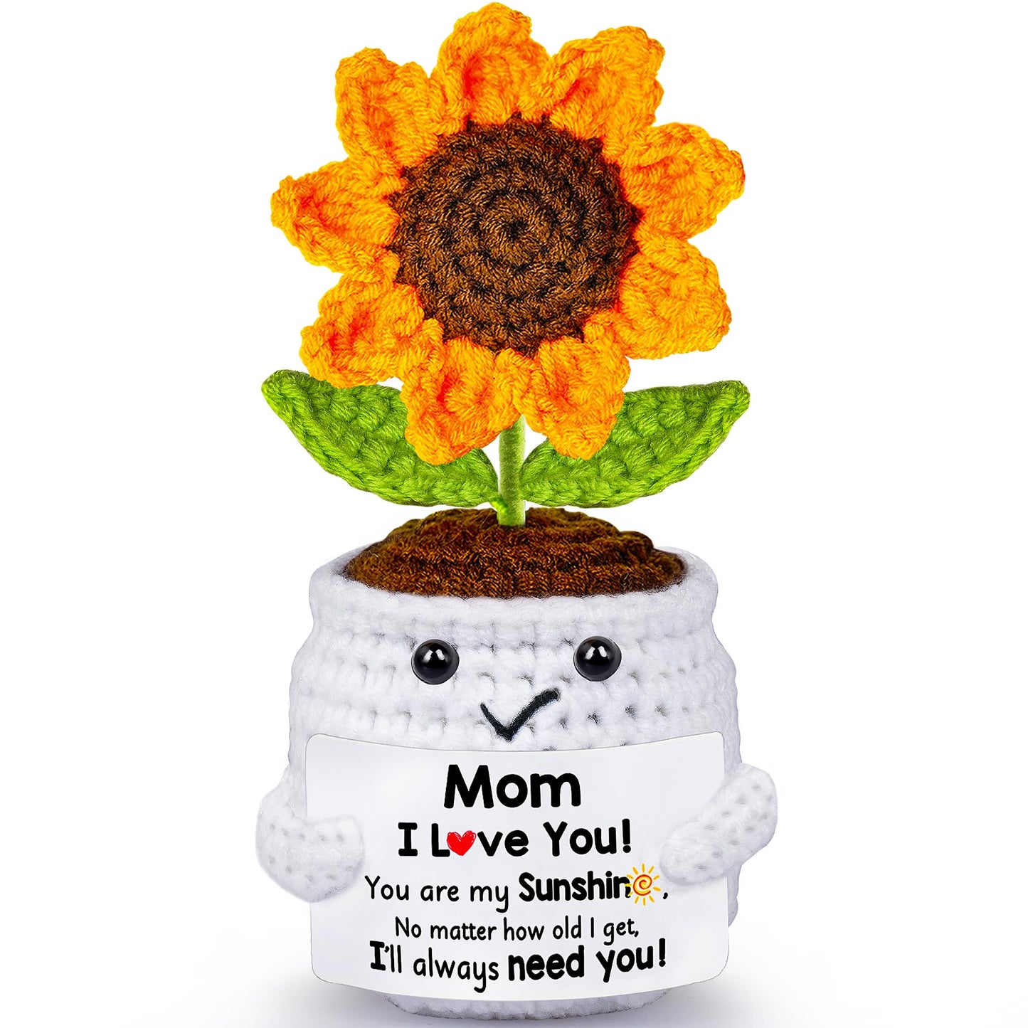 Mothers Day Mom Gifts for Mom, Easter Gifts for Moms from Daughter Son, Handmade Crochet Sunflower Doll Birthday Gift for Moms Mommy Mother in Law Step Mama, Mother's Day I Love You Sweet Gift for Mum