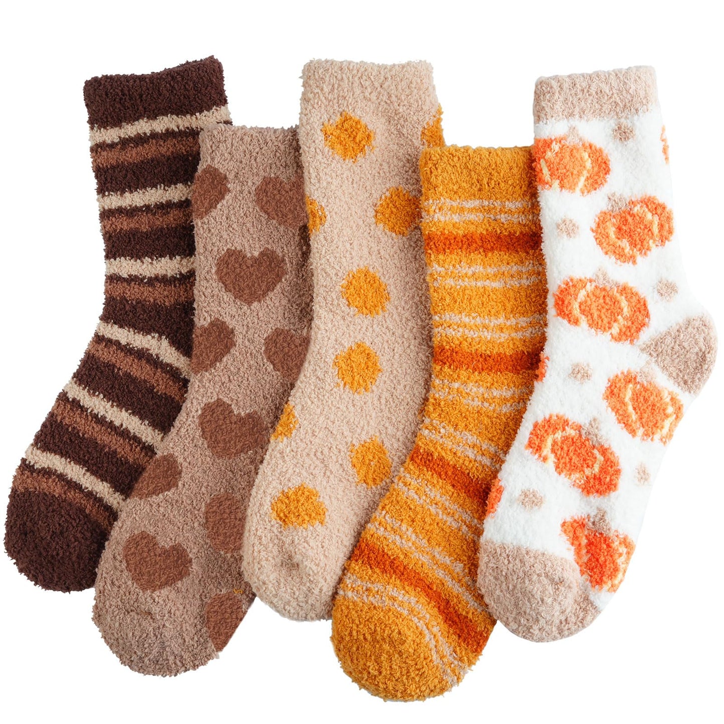 Socks for Women Fluffy Cozy Slipper Socks Fall Halloween Socks Gifts Pumpkin Slippers