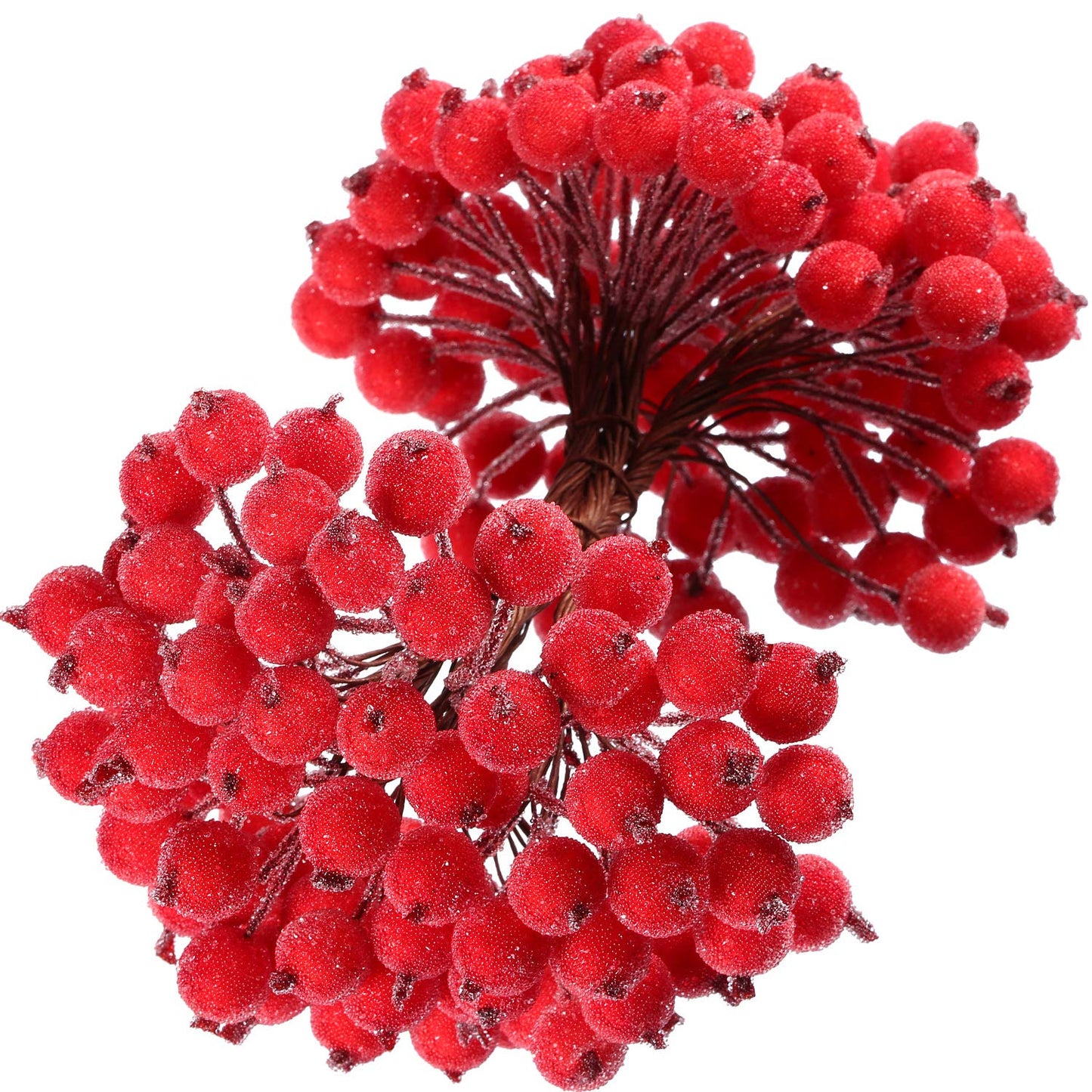 Tatuo 400 Pcs Fresh Red Berries Stems 12 mm Artificial Frosted Holly Berries for Christmas Tree Decor Rustic Fake Simulation Mini Berry Fruit for Christmas Wreath DIY Craft Xmas Party Supply