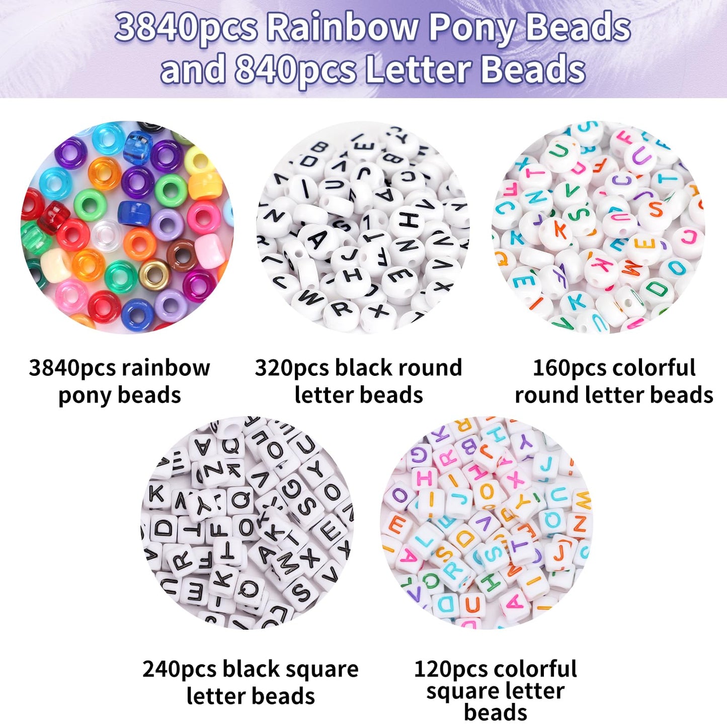 QUEFE 5 Boxes Bracelet Making Kit 120 Colors Pony Beads Kandi Beads Kit 4700pcs Kandi Starter Kit Rave Beads Friendship Bracelets with Letter Bead Pony Beads Kit for Beginners