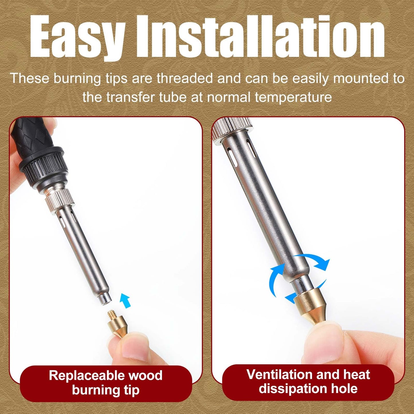 Lothee 43 Pieces Wood Burning Tip Set Wood Burning Tip Wood Burning Tips Template for DIY Embossing and Carving Crafts Wood Burning (Different Shape)