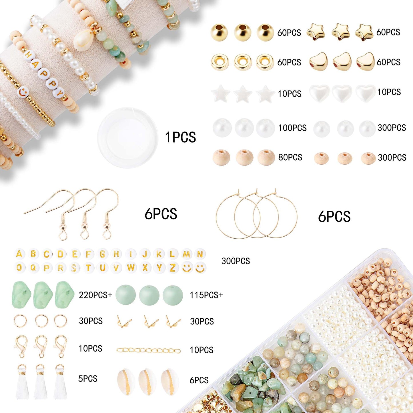 Jewelry Making Supplies Kit Natural Stone Beads for Irregular Natural Stone with for DIY Craft Bracelet Necklace Earrings for Adults (Amazonian)