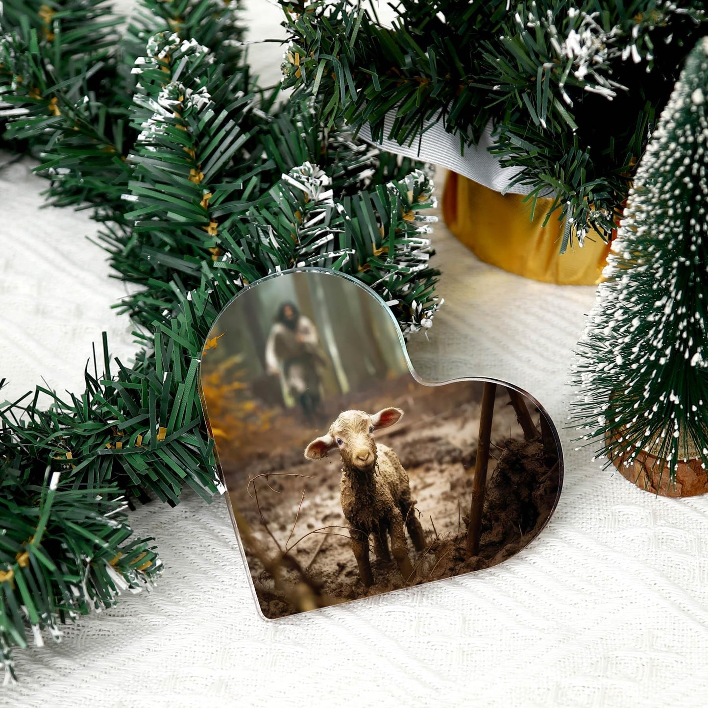 Christian thank you gifts - Jesus and Lamb Religious Home Decor for Mom Gifts ,Inspirational Christian Gifts for Women,Friends,Mother's,teacher,christians,pastor,Baptism,Christmas, or Birthday (4"x4")D-238
