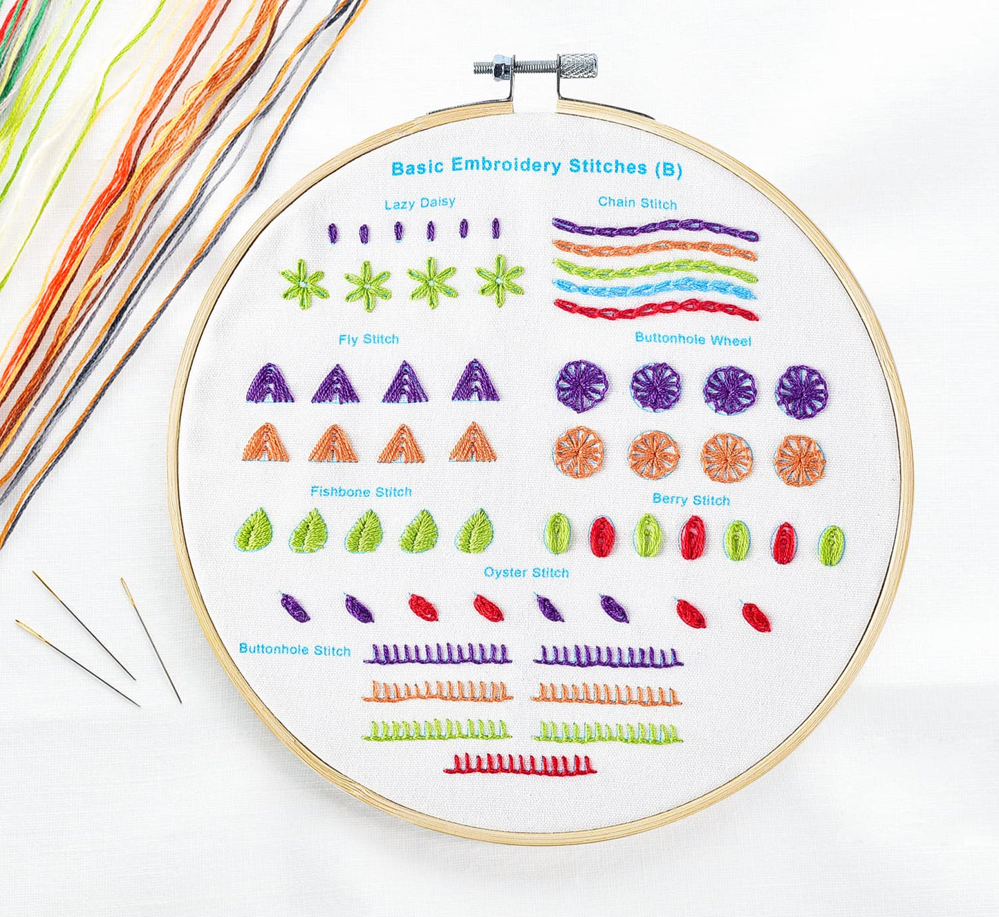 Beginners Embroidery Kit: Easy Stitch Tutorial for Embroidery Starters - Great Embroidery Dictionary for Beginners - Fun Craft for Adults Kids