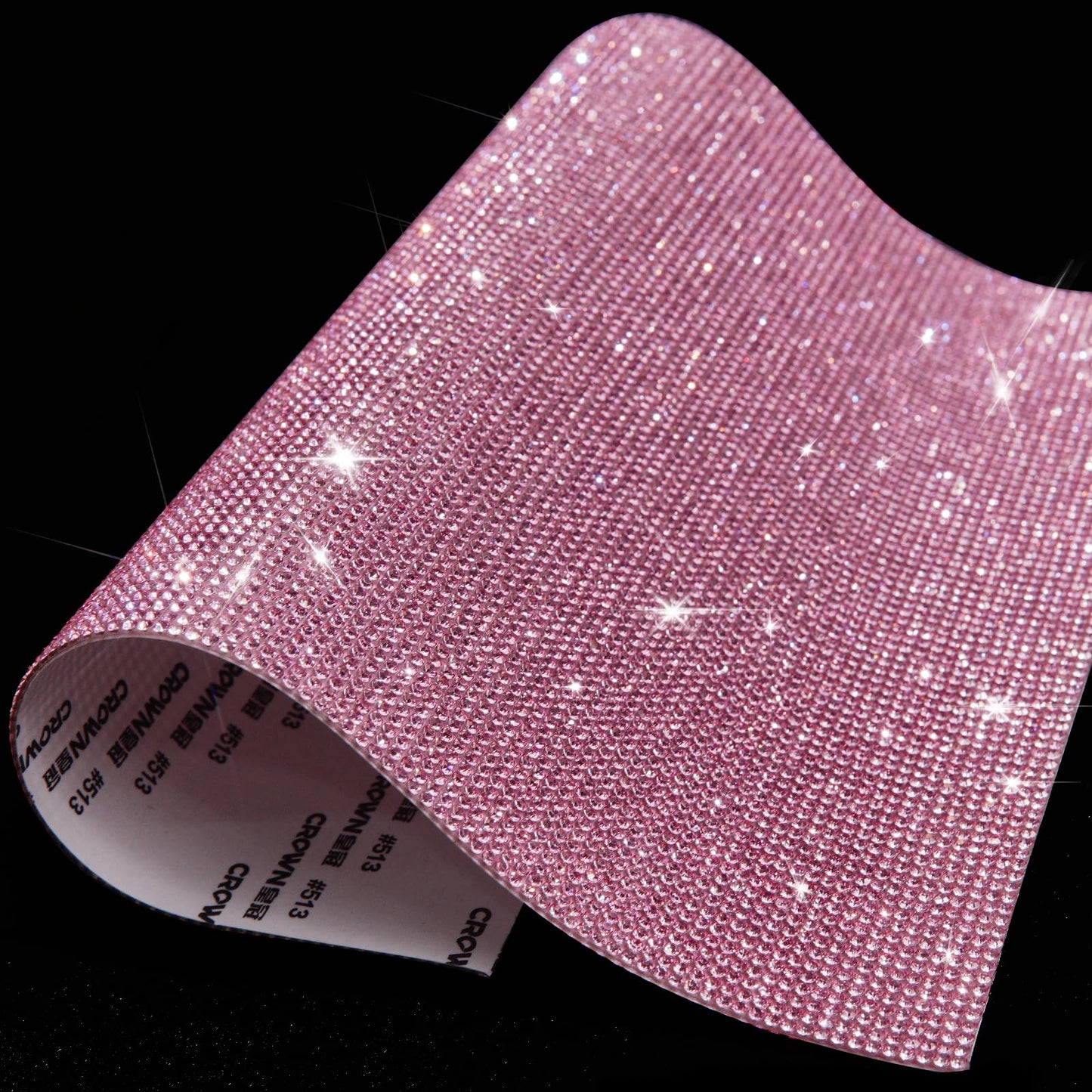 Bling Crystal Rhinestone Sheet, Glitter Car Decoration Gem Sheets, Rhinestone Stickers Self Adhesive for DIY, 9.4 x 7.9 Inch (Pink)