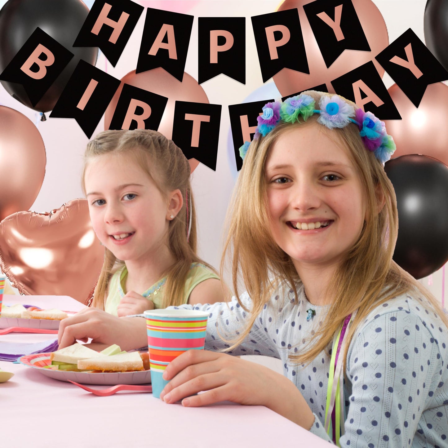 Rose Gold 13th Birthday Decorations for Girls - Official Teenager Party Supplies Include 3pcs Balloon Boxes, Number 13 Foil Balloons, Fringe Curtains, Black Pink Garland Arch Kit - Photo Prop Backdrop