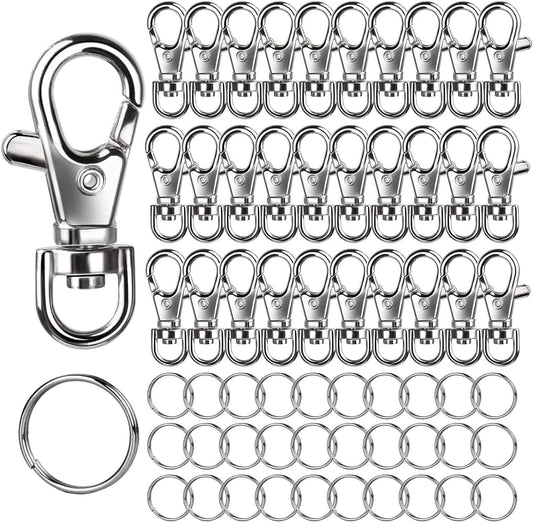 60PCS Metal Swivel Snap Hooks and Key Rings, 30PCS Small Lobster Claw Keychains Clasps and 30PCS Key Chain Ring for Keychain Clip, Key, Jewelry Making, Art Crafts, Silver