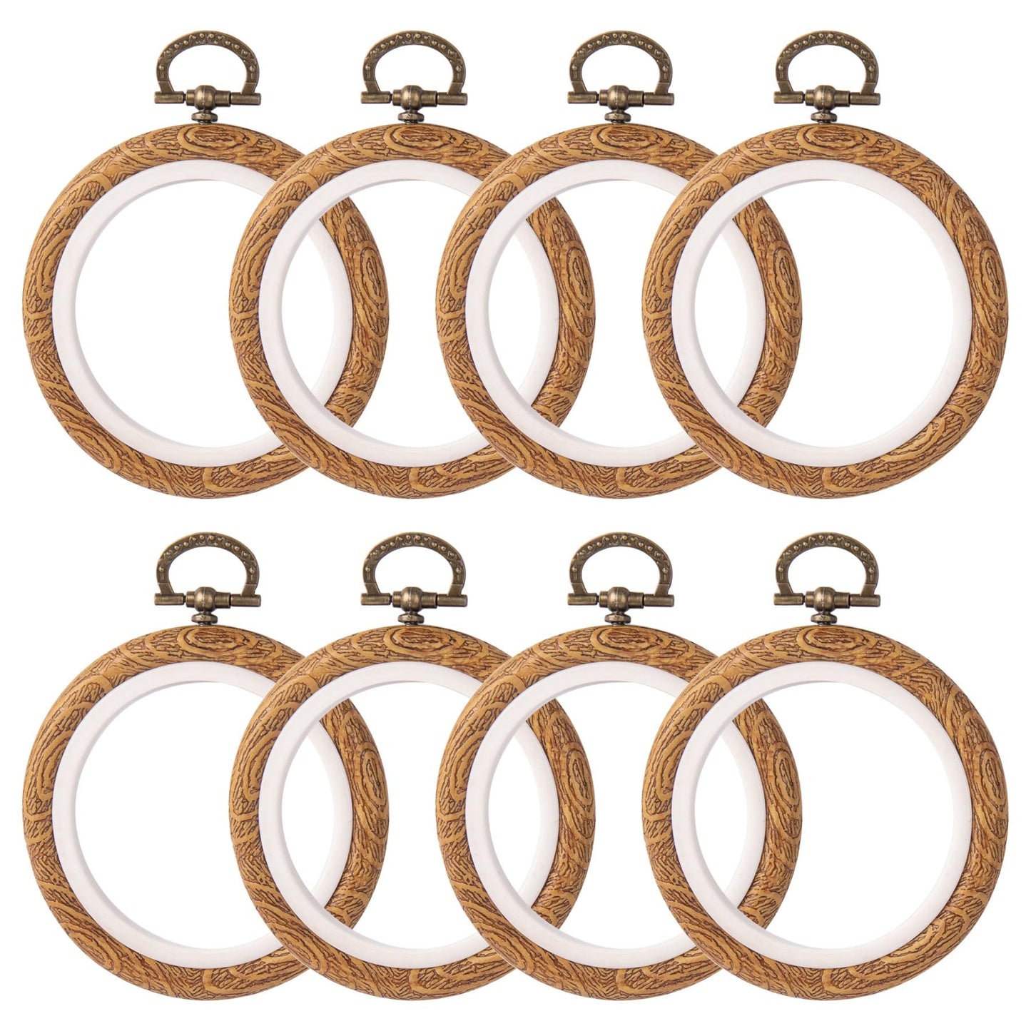 8 Pack Round Mini Embroidery Hoops 3 Inch Imitated Wood Display Frame Circle Cross Stitch Hoop Ring for Art Craft Sewing Hanging Ornaments
