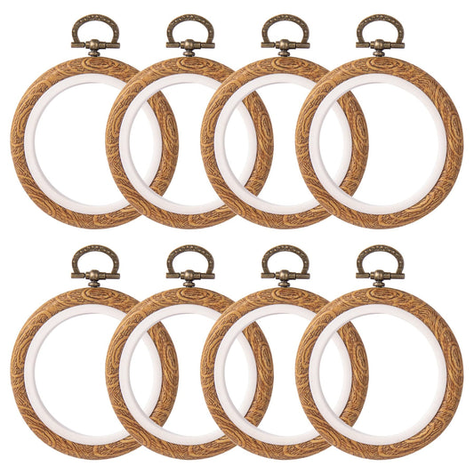 8 Pack Round Mini Embroidery Hoops 3 Inch Imitated Wood Display Frame Circle Cross Stitch Hoop Ring for Art Craft Sewing Hanging Ornaments