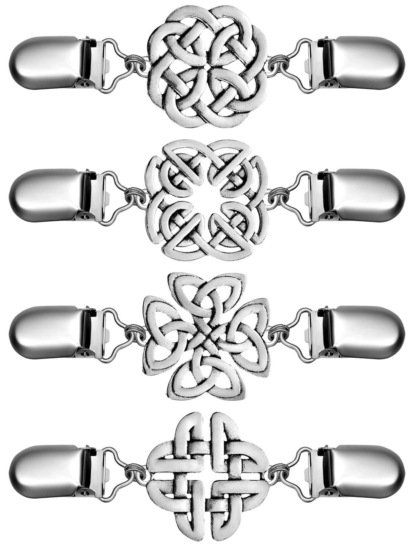 4 Pieces Vintage Sweater Shawl Clips Retro Cardigan Collar Clips Dress Shirt Brooch Clips for Women Girls Wearing, 4 Styles (Casual Style)