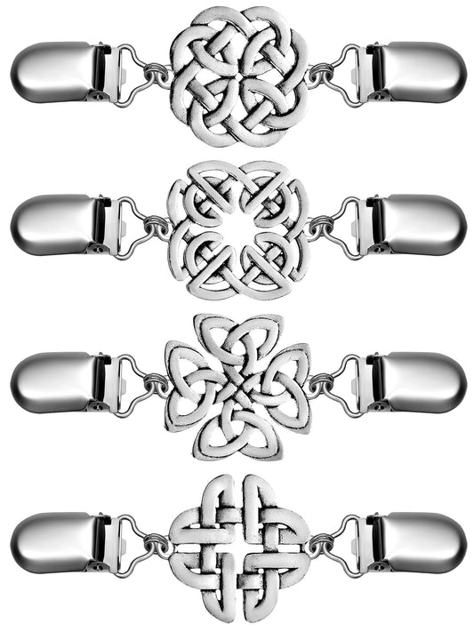 4 Pieces Vintage Sweater Shawl Clips Retro Cardigan Collar Clips Dress Shirt Brooch Clips for Women Girls Wearing, 4 Styles (Casual Style)