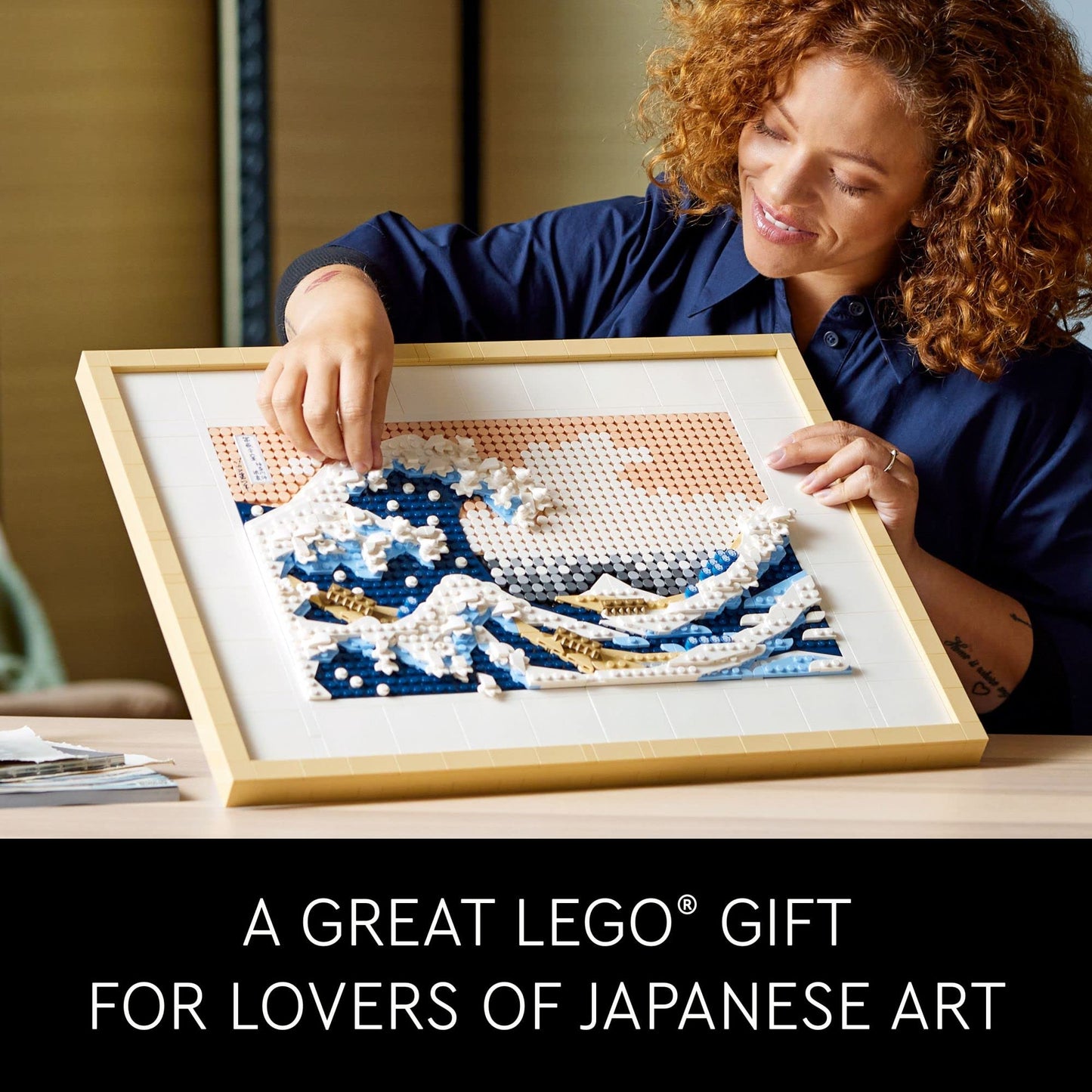 LEGO Art Hokusai – The Great Wave, 3D Japanese Wall Art, Framed Ocean Canvas Picture for Home or Office Décor, Creative DIY Activity, Arts & Crafts Kit, Hobbies for Adults, 31208