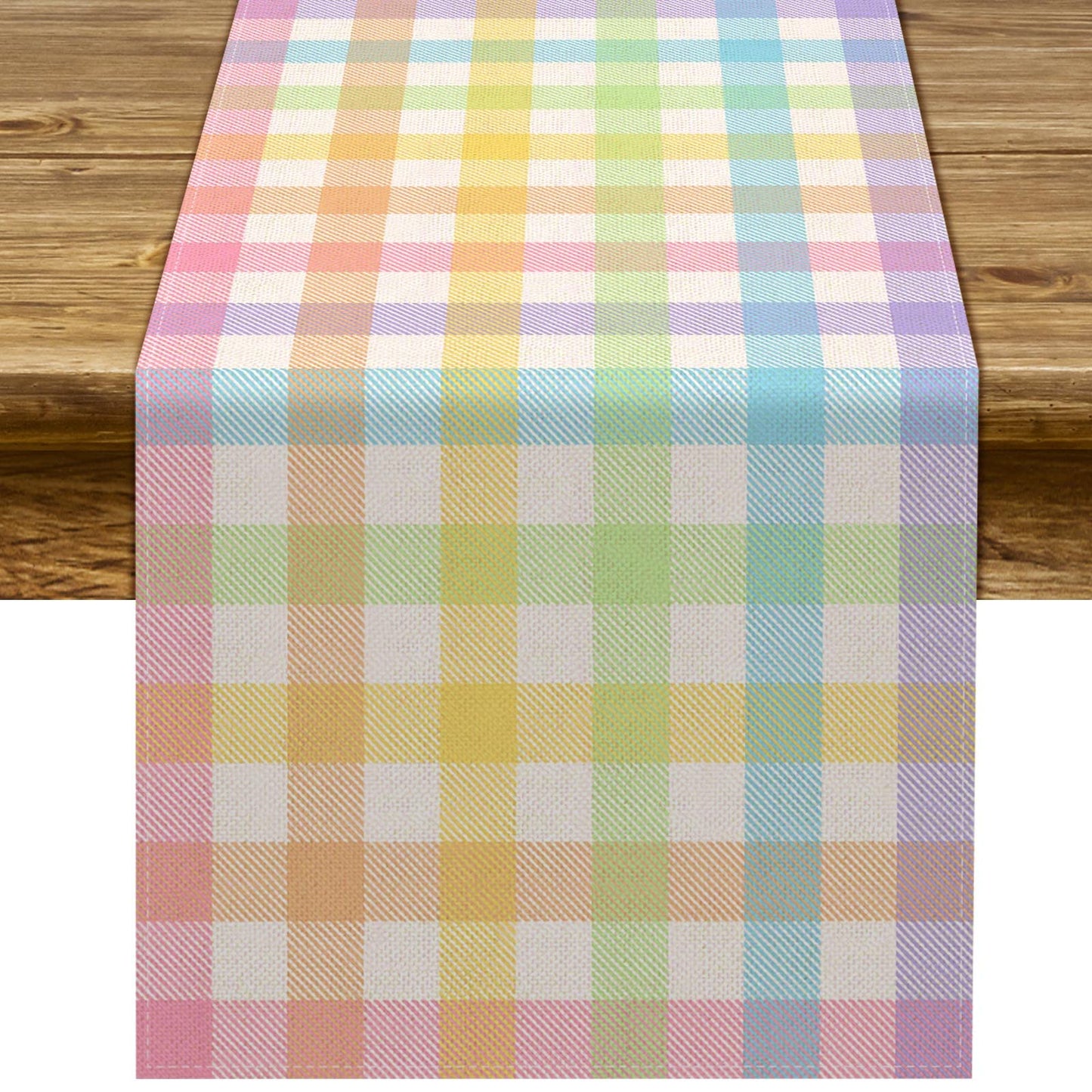 Easter Buffalo Plaid Check Table Runner Spring Holiday Farmhouse Fireplace Kitchen Dining Room Home Party Decoration (13" x 72")