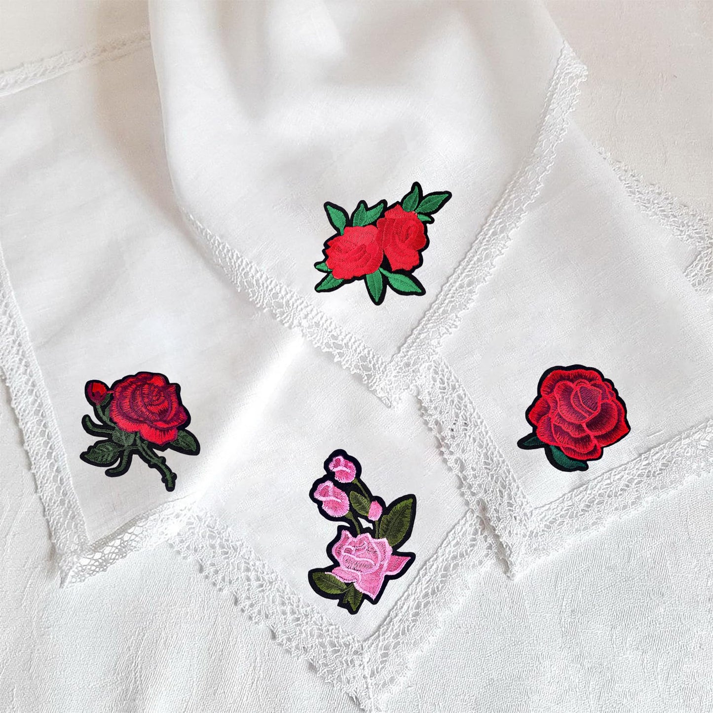 20pcs Rose Iron on Patches Flower Embroidery Patches Applique Valentines Patches for Clothes Hats Jeans Jacket