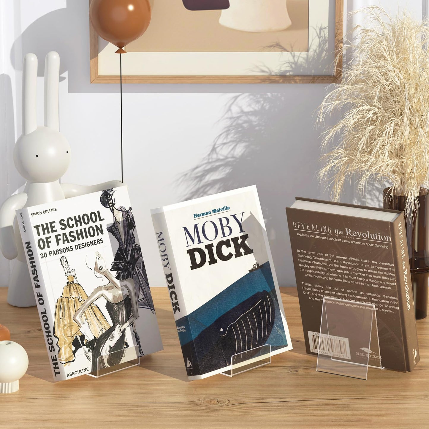 4 Pack Acrylic Book Stand, Book Holder for Display, Clear Easel Stand for Display, Display Holder for Postcard, CD, Frame, Picture, Magazine, Plate, Phone, Sticker