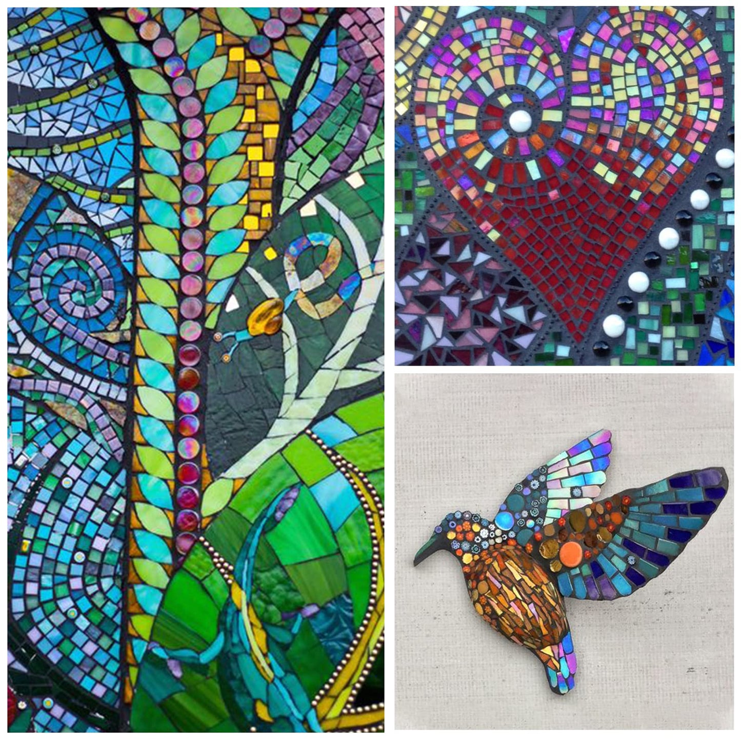 LITMIND Iridescent Glass Mosaic Tiles for Crafts, 240 Pieces 5 Shapes Mixed Stained Glass Pieces, Mosaic Kits for Adults (Iridescent LawnGreen)