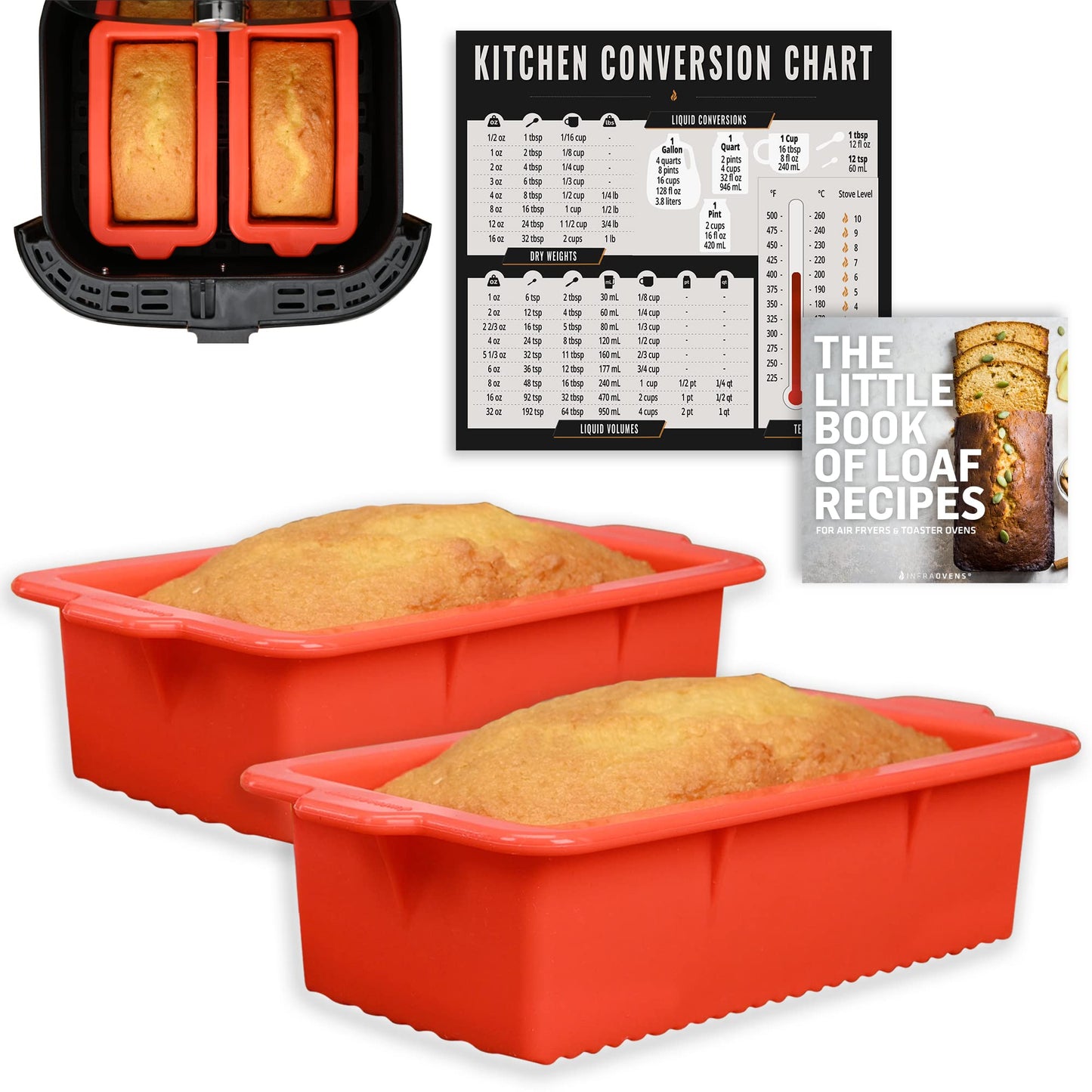 Air Fryer Silicone Loaf Pans for Baking, Non-Stick Mini Bread Cake Pan, Small Airfryer Bakeware Sets, Meatloaf Brownie Corn, Fits Instant Pot, Ninja Foodi, Cosori, Chefman, Power XL, Dash, BPA Free