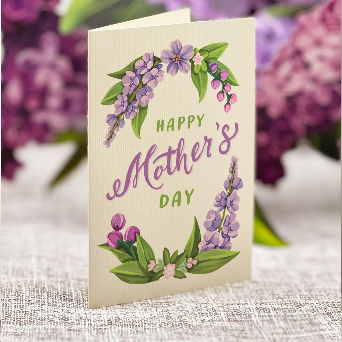 Freshcut Paper Mother's Day Garden Lilacs Pop Up Cards, 12 Inch Life Sized Forever Flower Bouquet 3D Popup Greeting Card, Birthday Cards, Mother's Day Card, Blank Notecard & Envelope