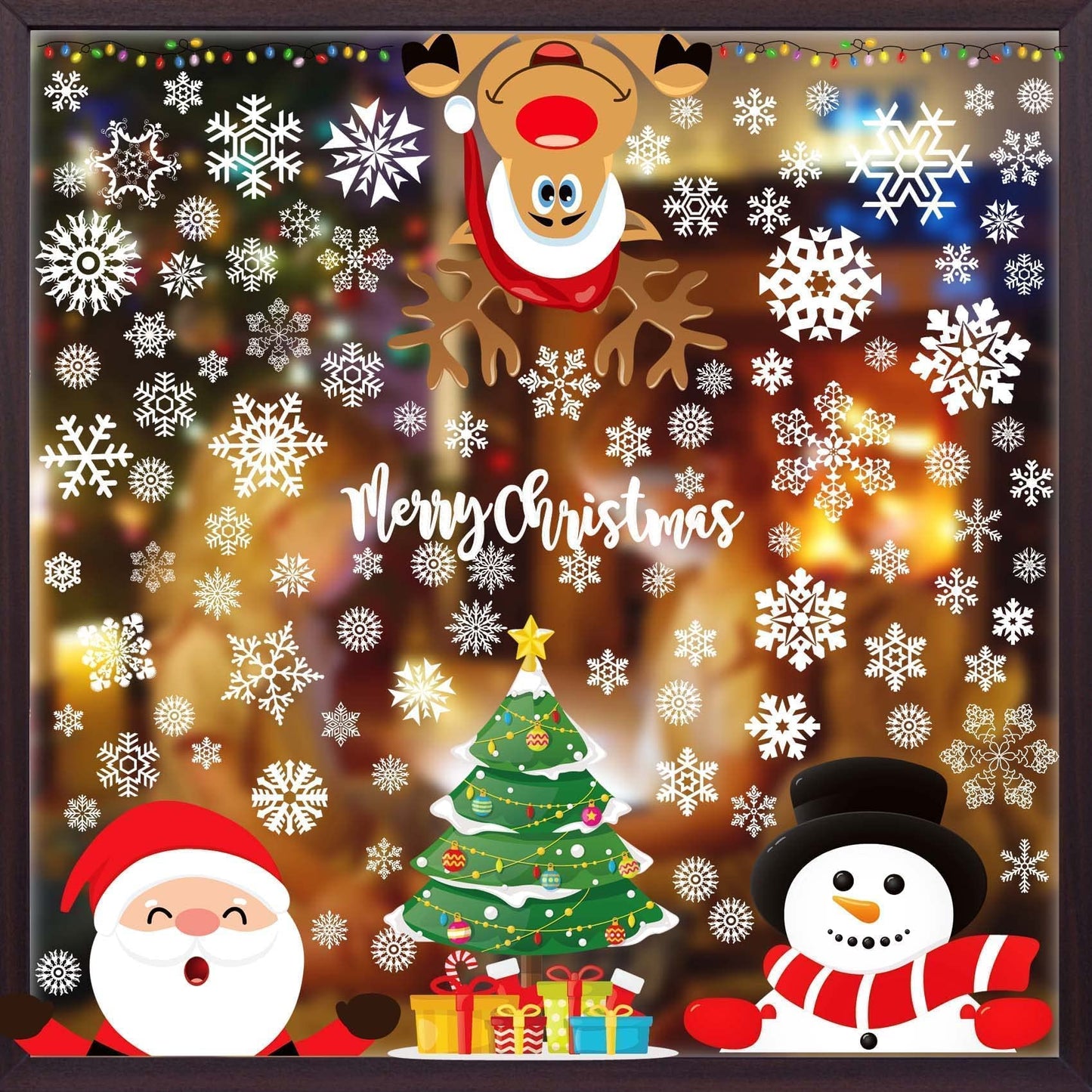 Christmas Window Clings, Christmas Window Stickers Decorations Xmas Snowflake Window Clings Decals Decor Xmas Decorations Indoor