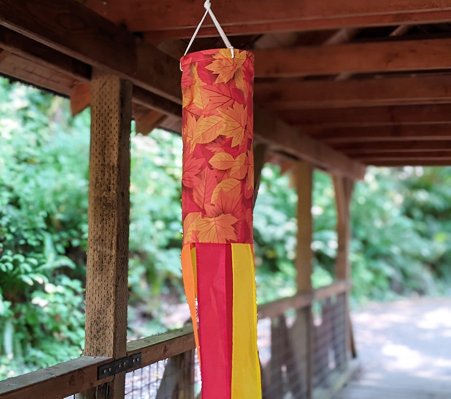 Fall Leaves Windsock | Durable Outdoor Hanging Wind Decoration | Patio, Porch, Yard | 48 Inch