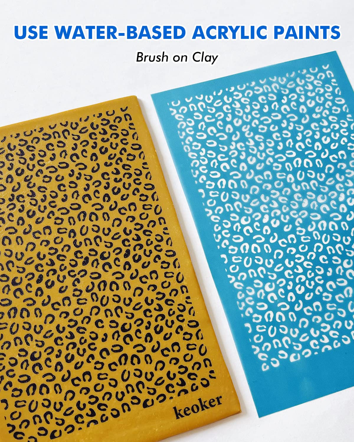 KEOKER Silk Screen Stencils for Polymer Clay, 3 PCS Reusable Silkscreen Print Kit for Printing on Clay & Other Jewelry Clay Earrings Decoration, Cheetah Leopard Silk Screen for Polymer Clay (3PC)