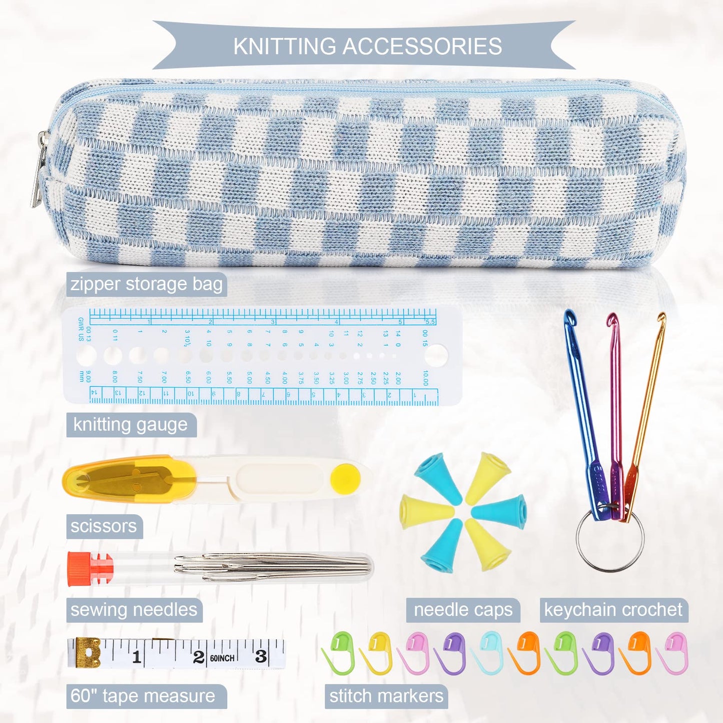 Aeelike 35pcs Short Knitting Needles Set Metal - Double Pointed Knitting Needles Stainless Steel Knitting Needles Double Ended with Case and Large-Eye Needles Stitch Markers Scissors Knitting Supplies