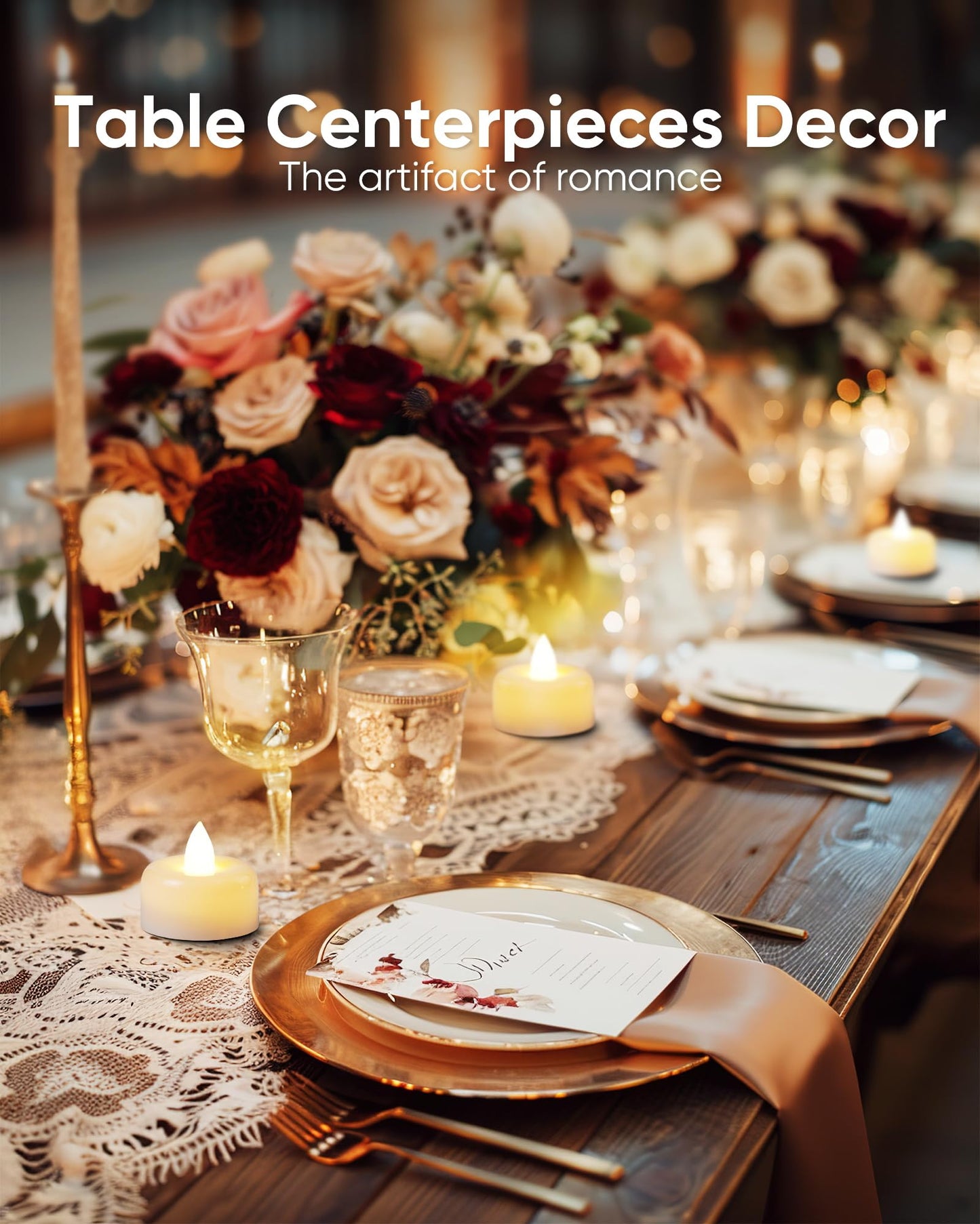 Amagic 24Pack Flameless LED Tea Lights Candles Battery Operated, Electric Fake Tealight Candles for Votive, Halloween, Christmas, Home Decor, Wedding, Table Decor (24Pack)