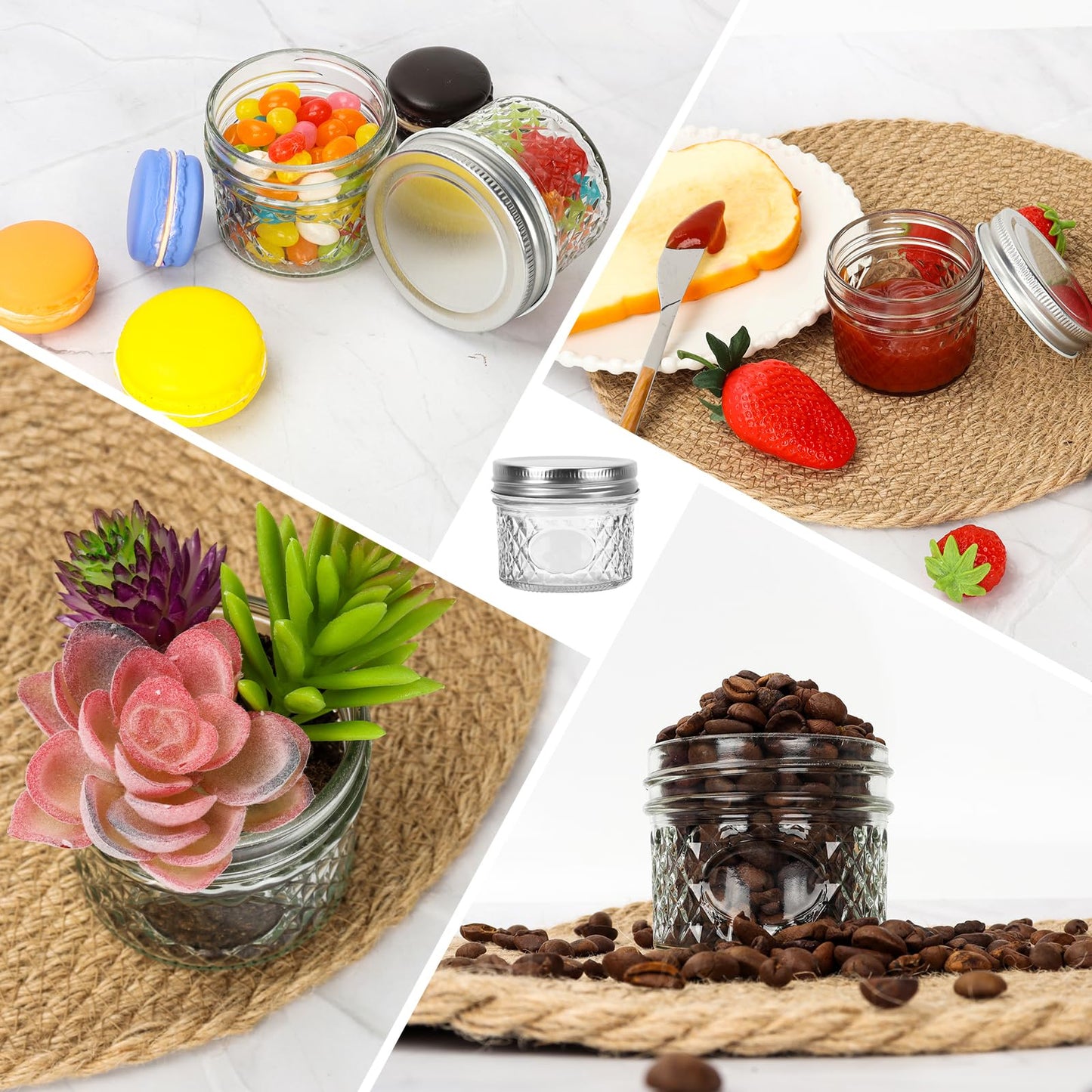 4 oz Mason Jar with Airtight Lids,20 Pack Wide Mouth Small Glass Mason Jars,100ml Mini Glass Canning Jar Kitchen Storage Jars for Jams,Fruits Salad,Baby Foods,Jellies,Spices,Nuts,Handmade Desserts