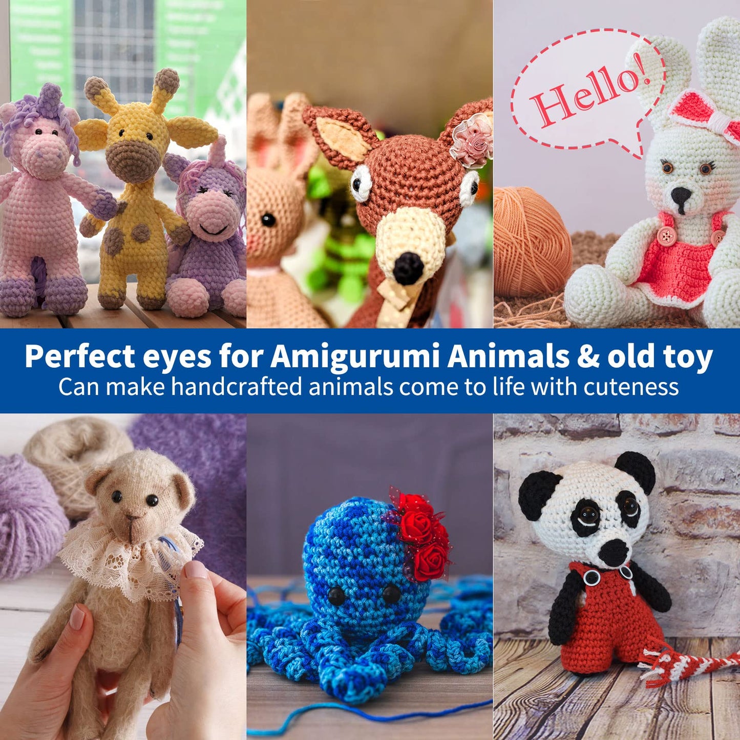 RuWfpz Large Safety Eyes for Crocheting Amigurumi 30mm 1-3/16" - 8Pcs Jumbo Stuffed Animal Eyes with Washers, Black Plastic Amigurumi Crochet Eyes for Doll Bear Crafts Button Plushies