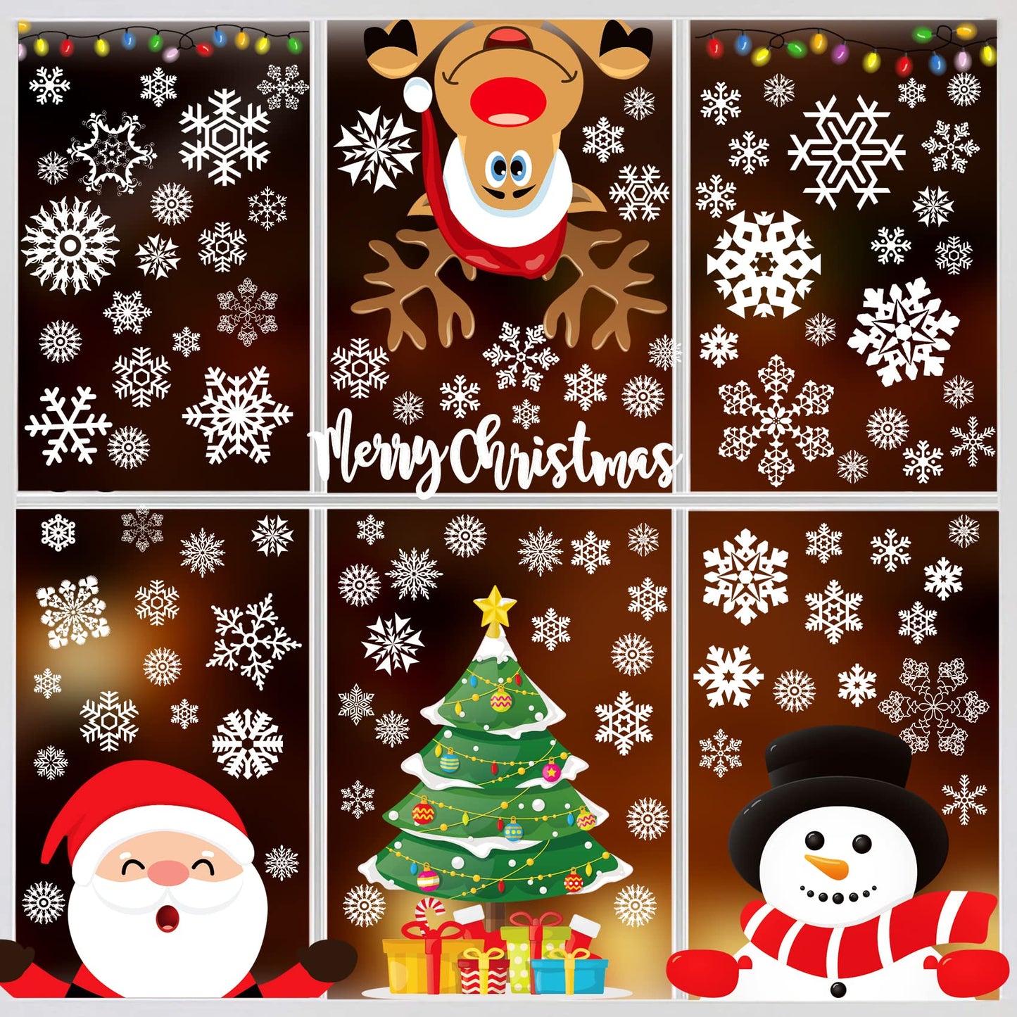 Christmas Window Clings, Christmas Window Stickers Decorations Xmas Snowflake Window Clings Decals Decor Xmas Decorations Indoor