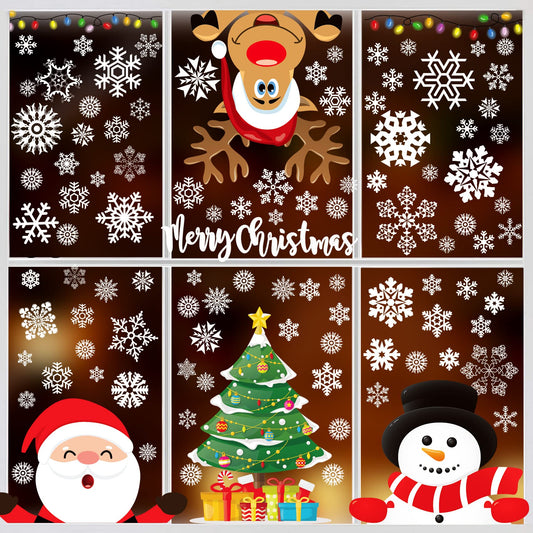 Christmas Window Clings, Christmas Window Stickers Decorations Xmas Snowflake Window Clings Decals Decor Xmas Decorations Indoor