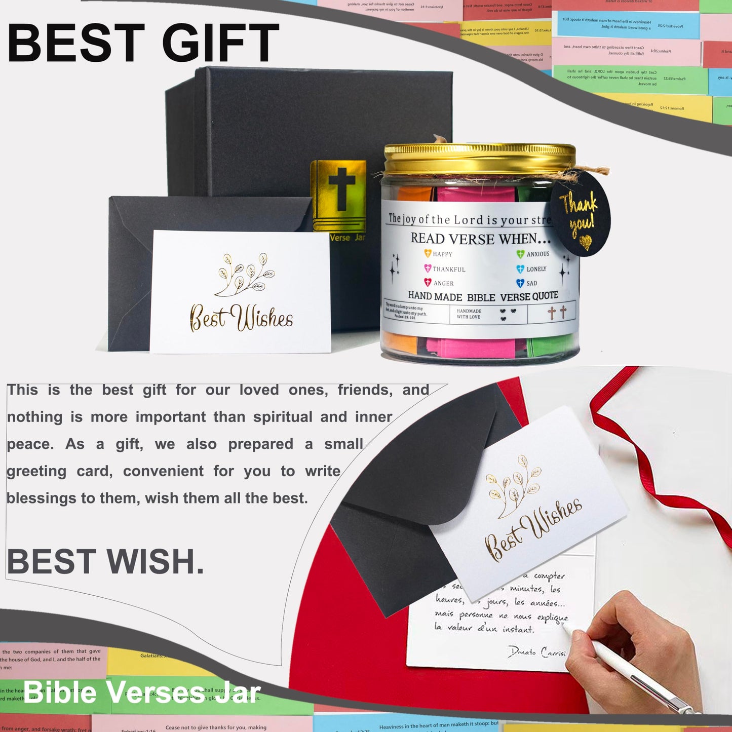 Bible Verse Jar 120 PCS,Read Me When For Emotion,Easter Gifts for kids,Birthday Christian Gifts For Women Men Kid Mom,Religious Gift,Prayer Jar, the Hope Jar,Baptisms,Bible Study Supplies