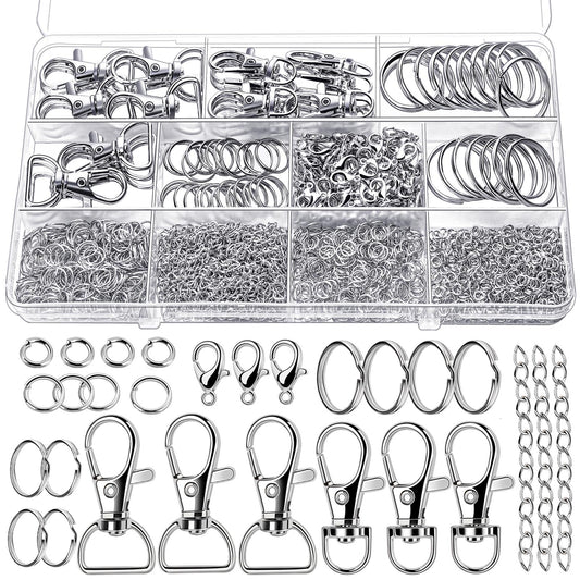 Teenitor 524PCS Keychain Making Kit, Key Chain Clips, Key Chain Rings, Lanyard Hooks Lobster Claw Clasps, Key and Jump Rings for Keychain Making Jewelry Lanyard