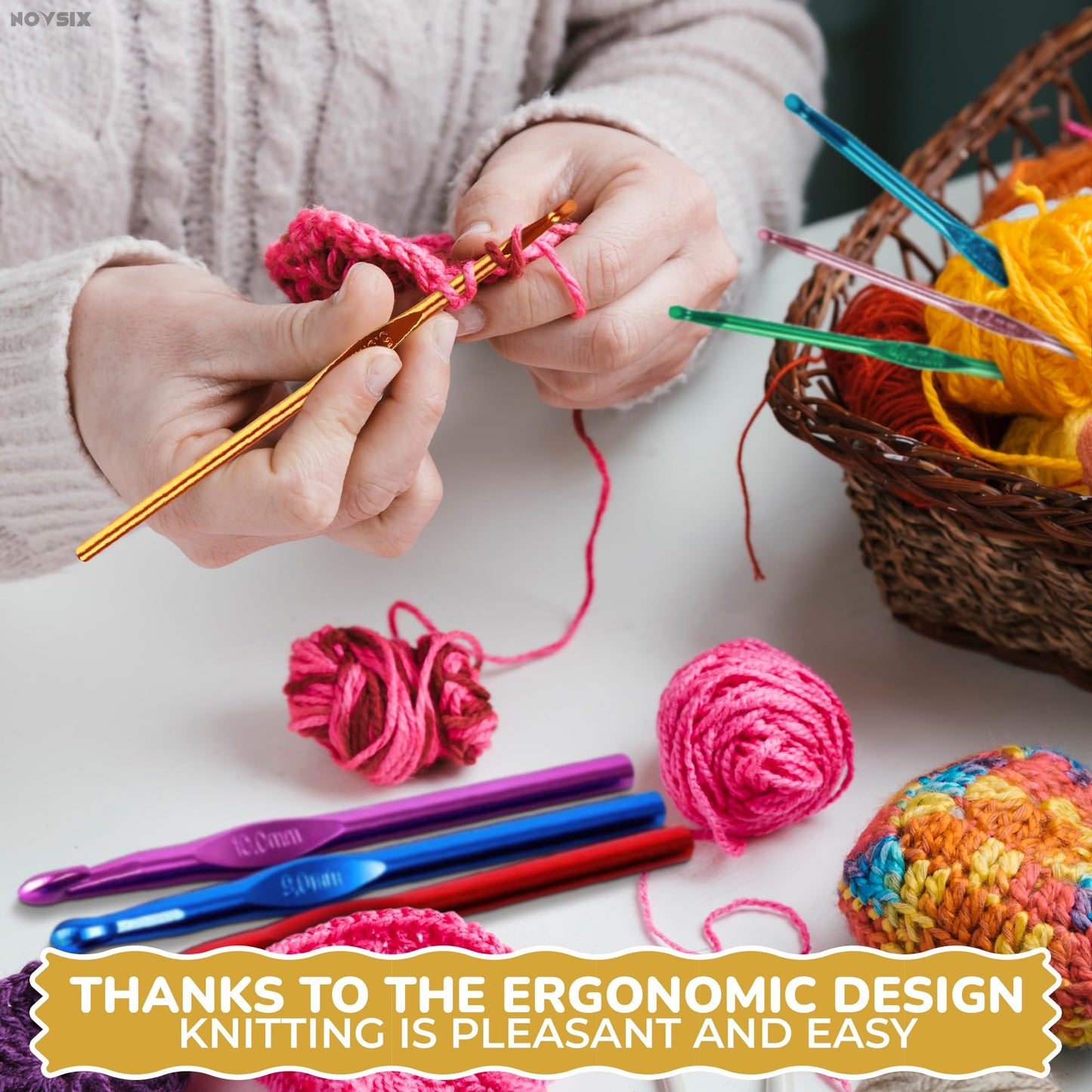 Crochet Hook Knitting Needle Set - 14Pcs Crochet Needles for Crocheting Yarn Clover Crochet Hooks Crochet Accessories (2-10mm) - Adults Craft Supplies and Tools Clover Crochet Hooks