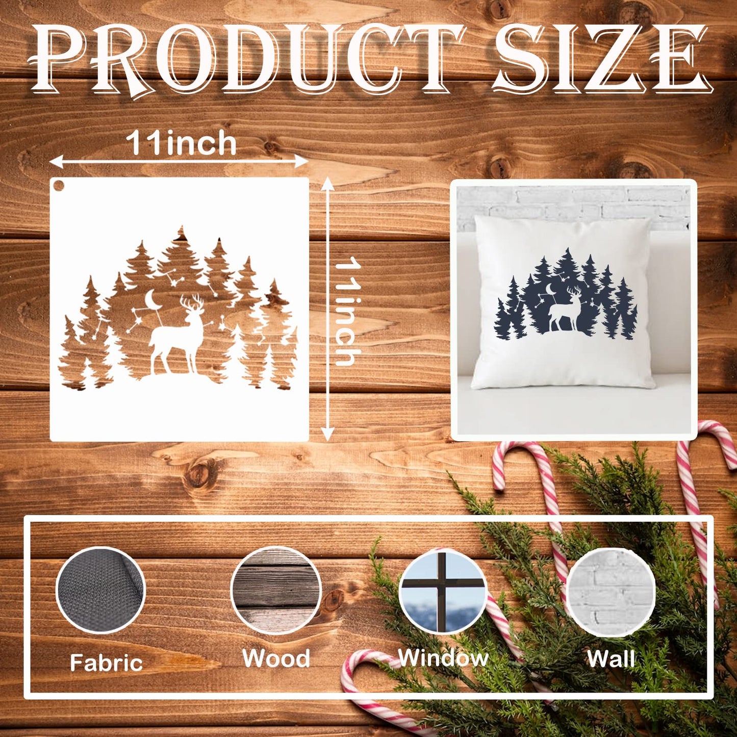 10 PCS Bear Deer Wolf Mountain Stencil Pine Tree Wildlife Forest Animal Stencils Template Wood Burning Stencils Reusable Patterns Moon Claw Stencils for Painting on Wood Crafts Wall (forest animal 1)