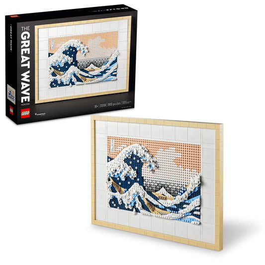 LEGO Art Hokusai – The Great Wave, 3D Japanese Wall Art, Framed Ocean Canvas Picture for Home or Office Décor, Creative DIY Activity, Arts & Crafts Kit, Hobbies for Adults, 31208