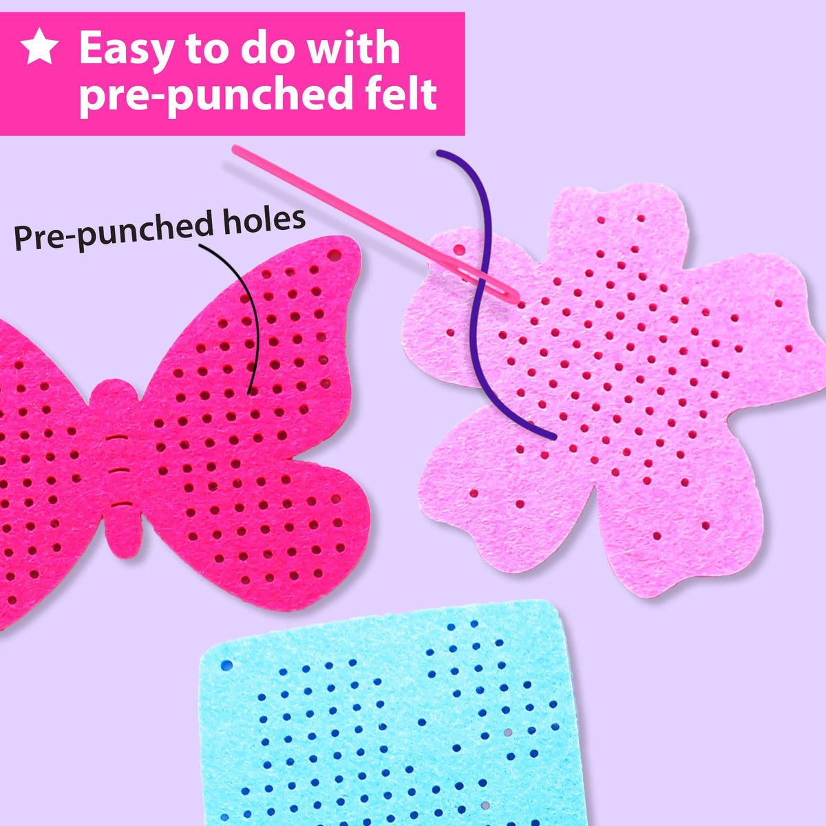 KRAFUN Butterfly & Flower Cross Stitch Kit for Kids Age 5+