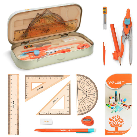 Geometry Set for Students, Math Protractor Compass with Rulers, Box of Protactor Kit for Class Supplies and School, 12 Pcs