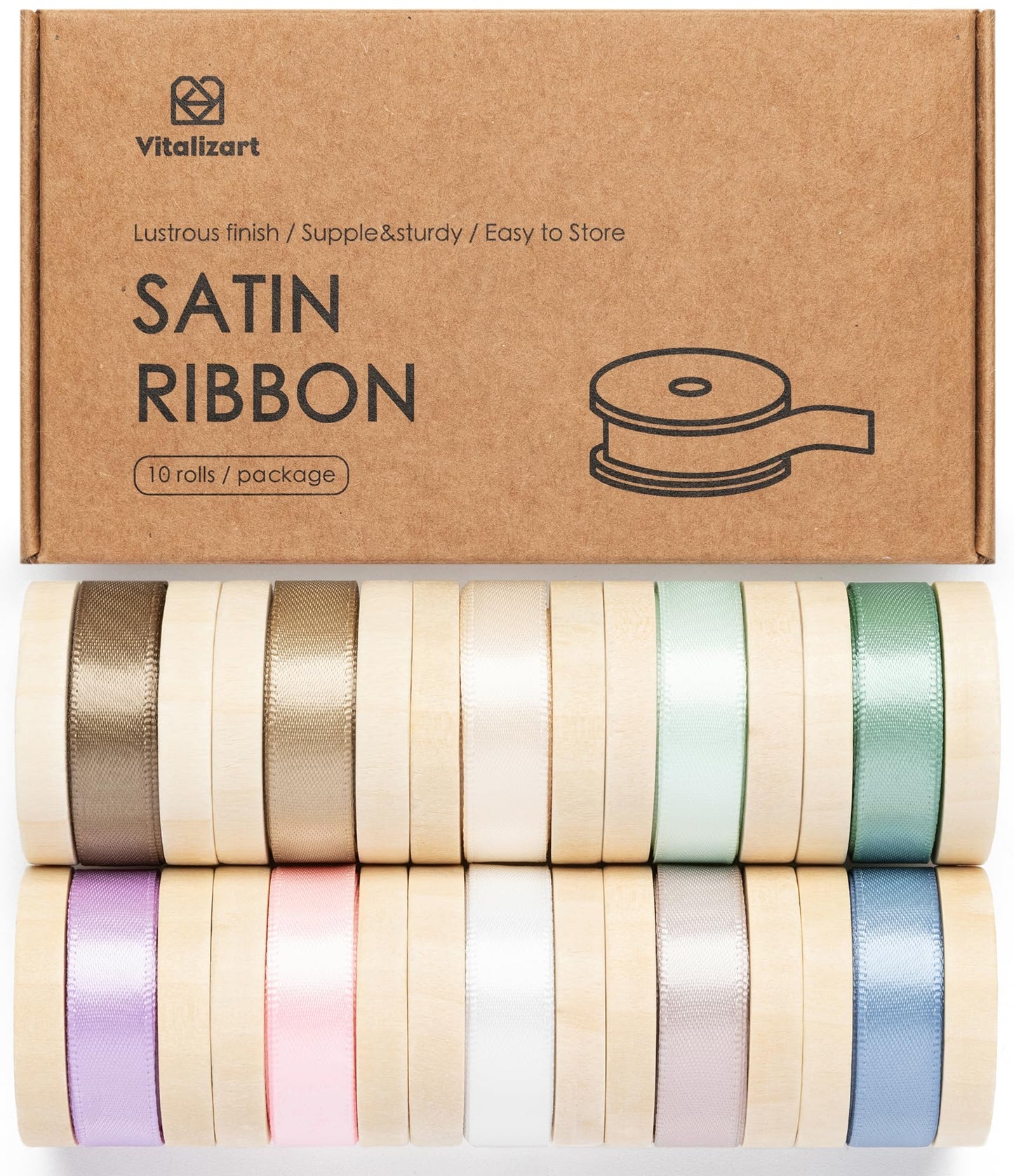 Vitalizart Ribbon for Flower Bouquet 3/8 Satin Inch Ribbon for Gift Wrapping Crafts Assorted Pastel Fabric Silk Ribbon for Hair Wedding Balloon 30 Yards