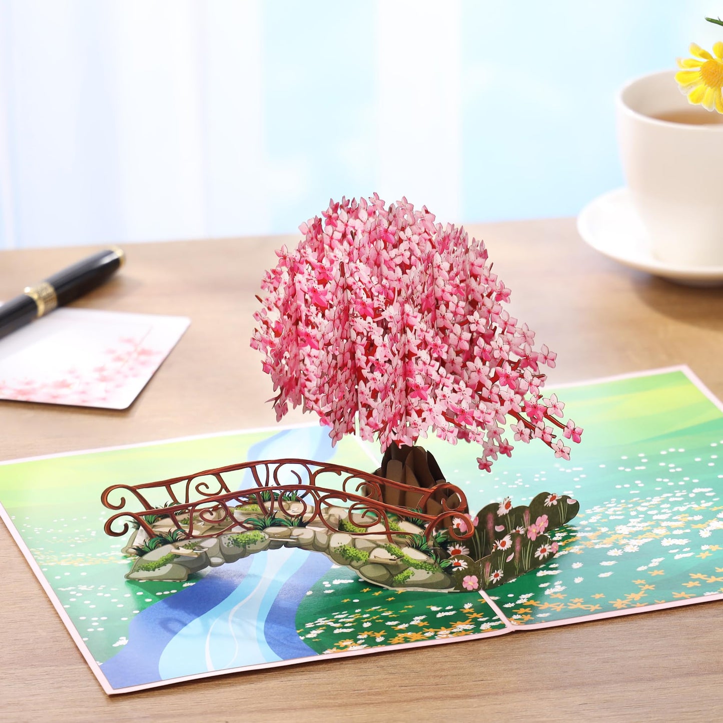 Pop Up Flower Birthday Cards, Cherry Blossom Tree 3D Pop Up Birthday Cards, Thank You Card 6x 8", Anniversary Card, Mother's Day Card, Valentines Card All Occasion for Women, Wife, Mom, Grandma, Her