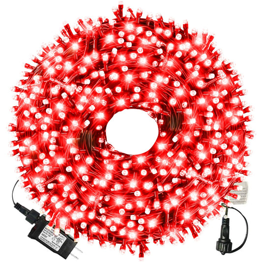 XTF2015 105ft 300 LED Christmas String Lights, End-to-End Plug 8 Modes Christmas Lights - UL Certified - Outdoor Indoor Fairy Lights Christmas Tree, Patio, Garden, Party, Wedding, Holiday (Red)